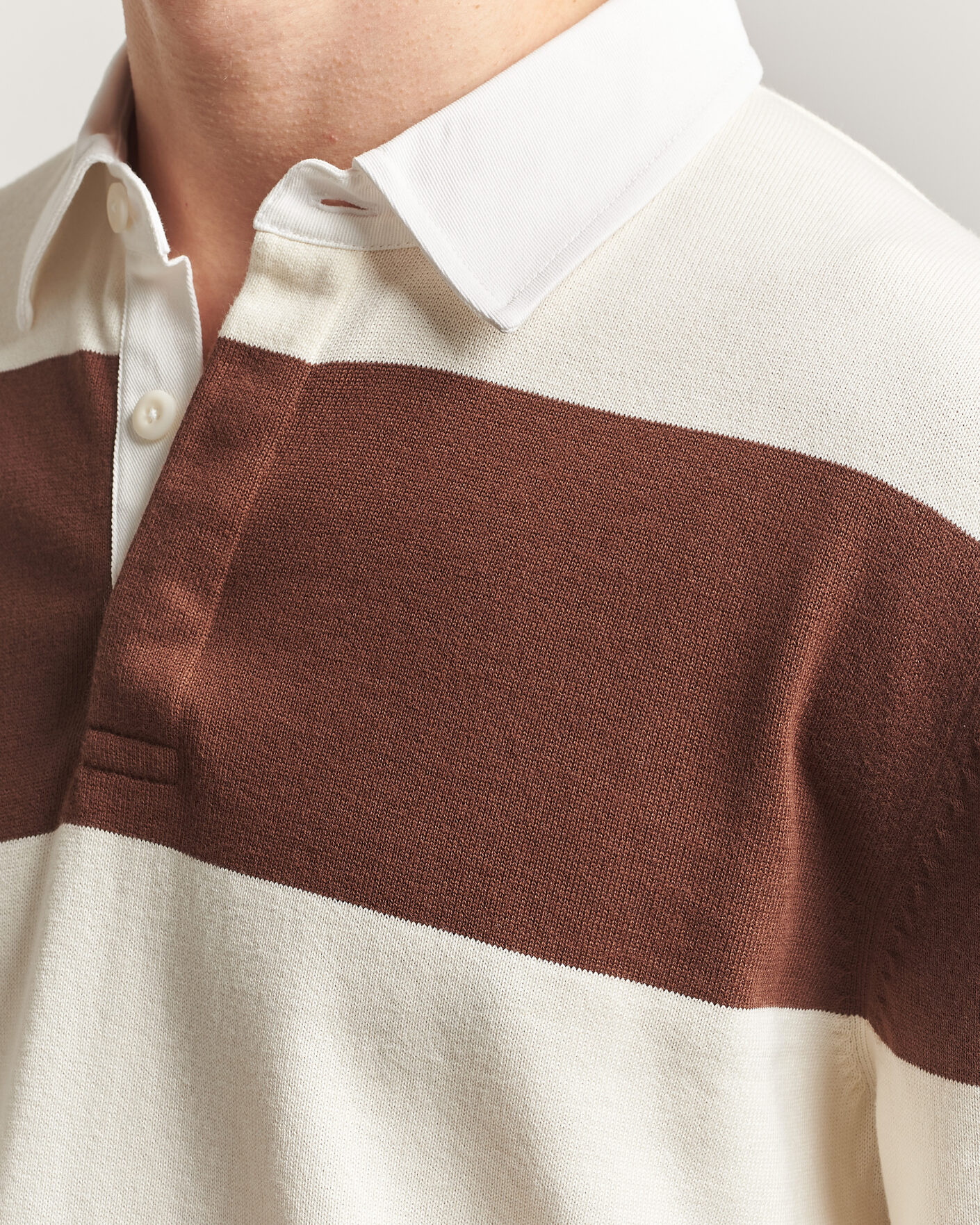Men | Sweaters & Knitwear | GANT | Barstriped Knitted Rugger Cream/Brown
