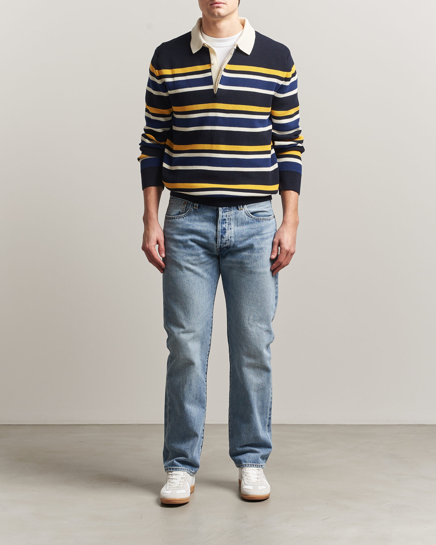 Men | Sweaters & Knitwear | GANT | Multisptriped Knitted Rugger Evening Blue