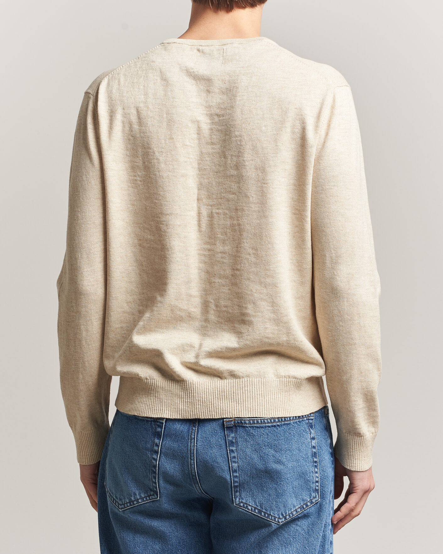 Men | Sweaters & Knitwear | Gant | Cotton/Linen Slub Knitted Sweater Seed Melange