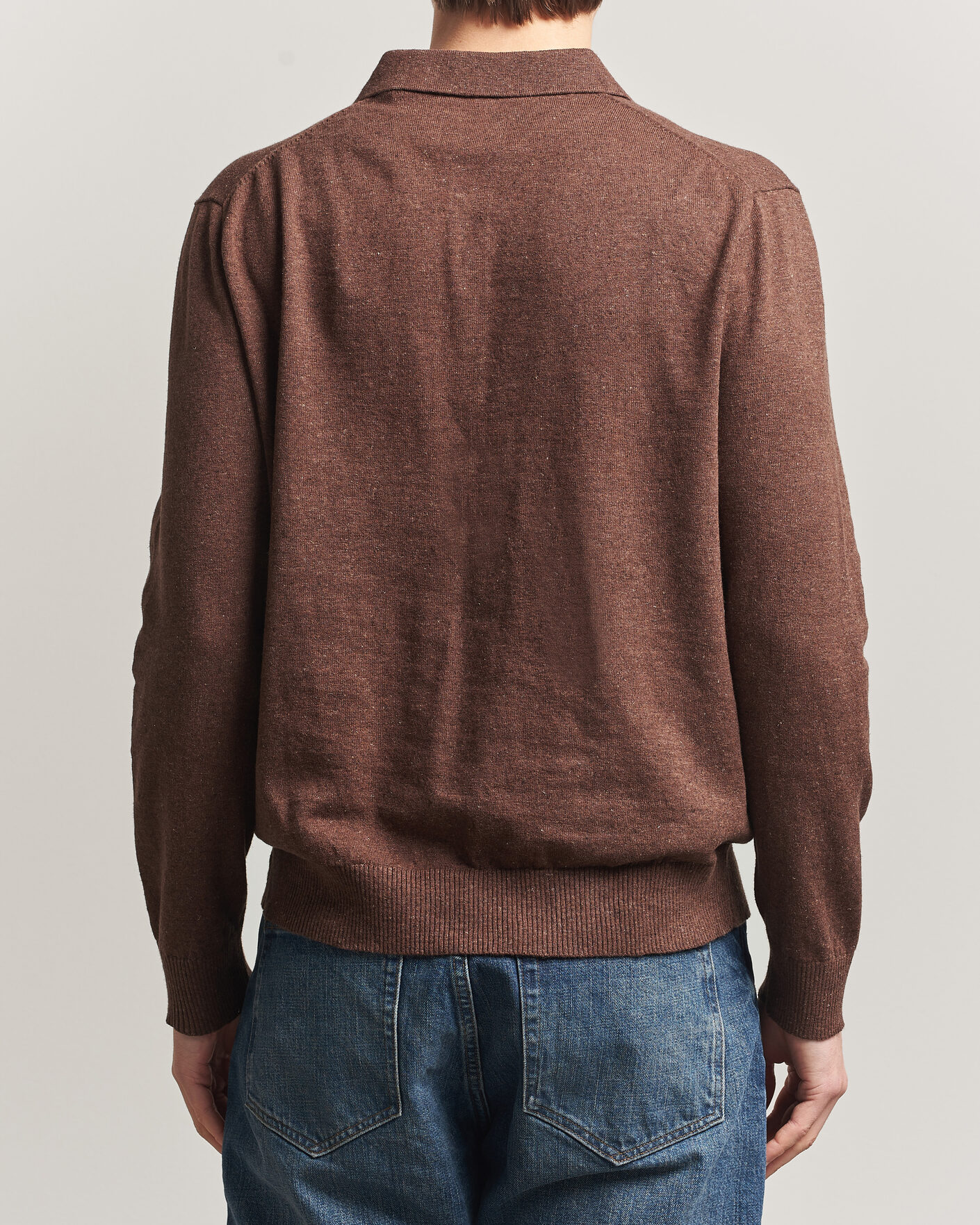 Men | Sweaters & Knitwear | Gant | Cotton/Linen Slub Knitted Polo Hazelnut Melange