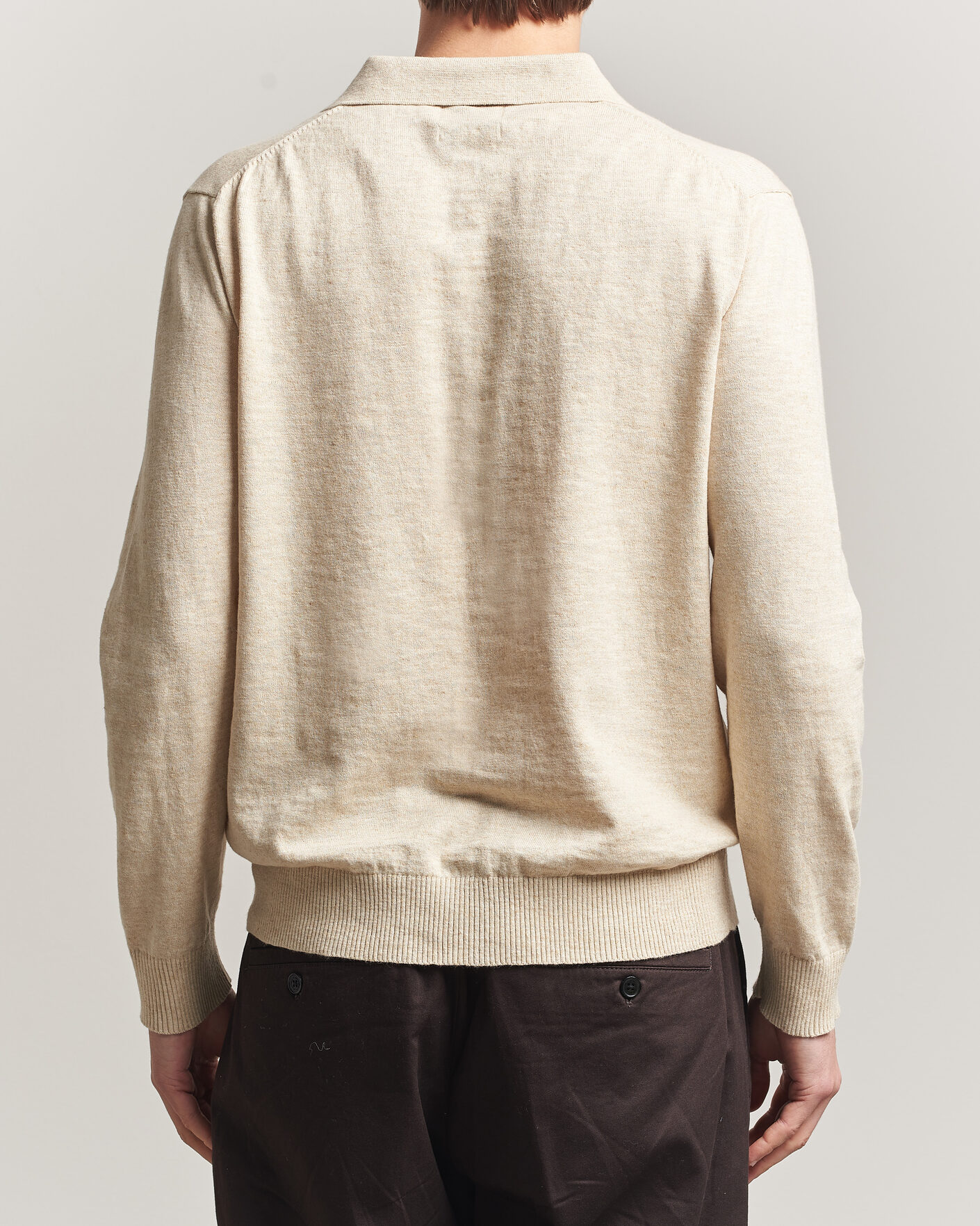 Men | Sweaters & Knitwear | GANT | Cotton/Linen Slub Knitted Polo Seed Melange