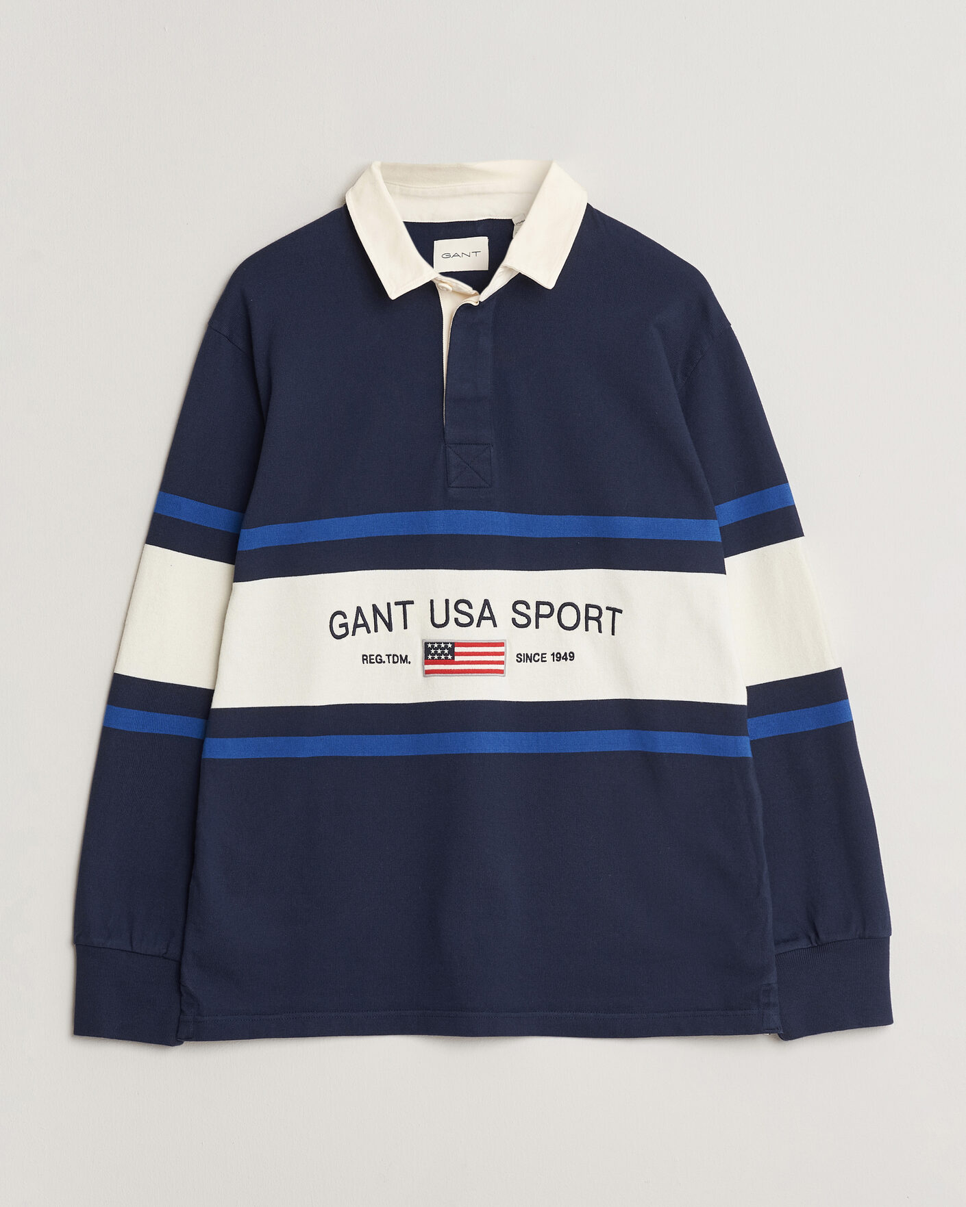 Men | Sweaters & Knitwear | GANT | Striped Rugger Evening Blue