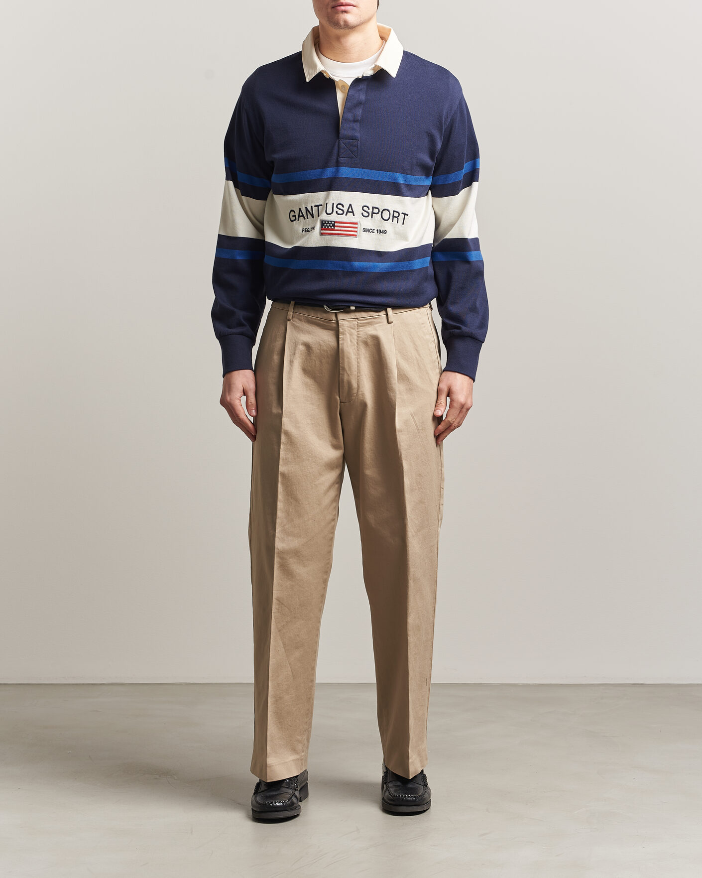 Men | Sweaters & Knitwear | GANT | Striped Rugger Evening Blue