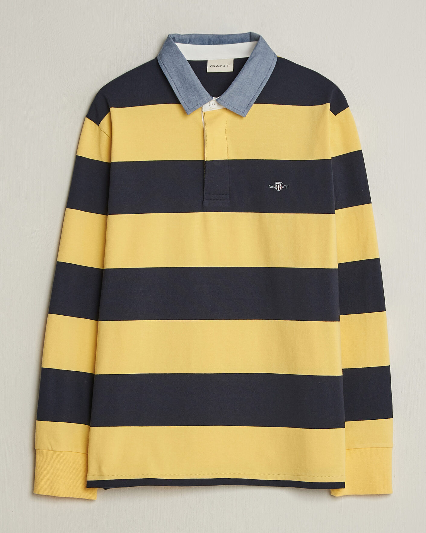 Men | Sweaters & Knitwear | GANT | Chambray Striped Heavy Rugger Banana Yellow