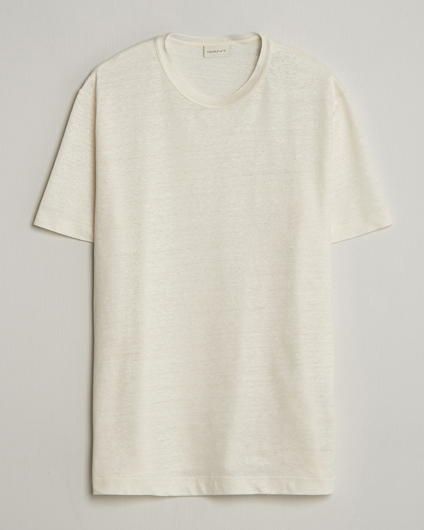 Men | T-Shirts | GANT | Linen T-Shirt Creamed White