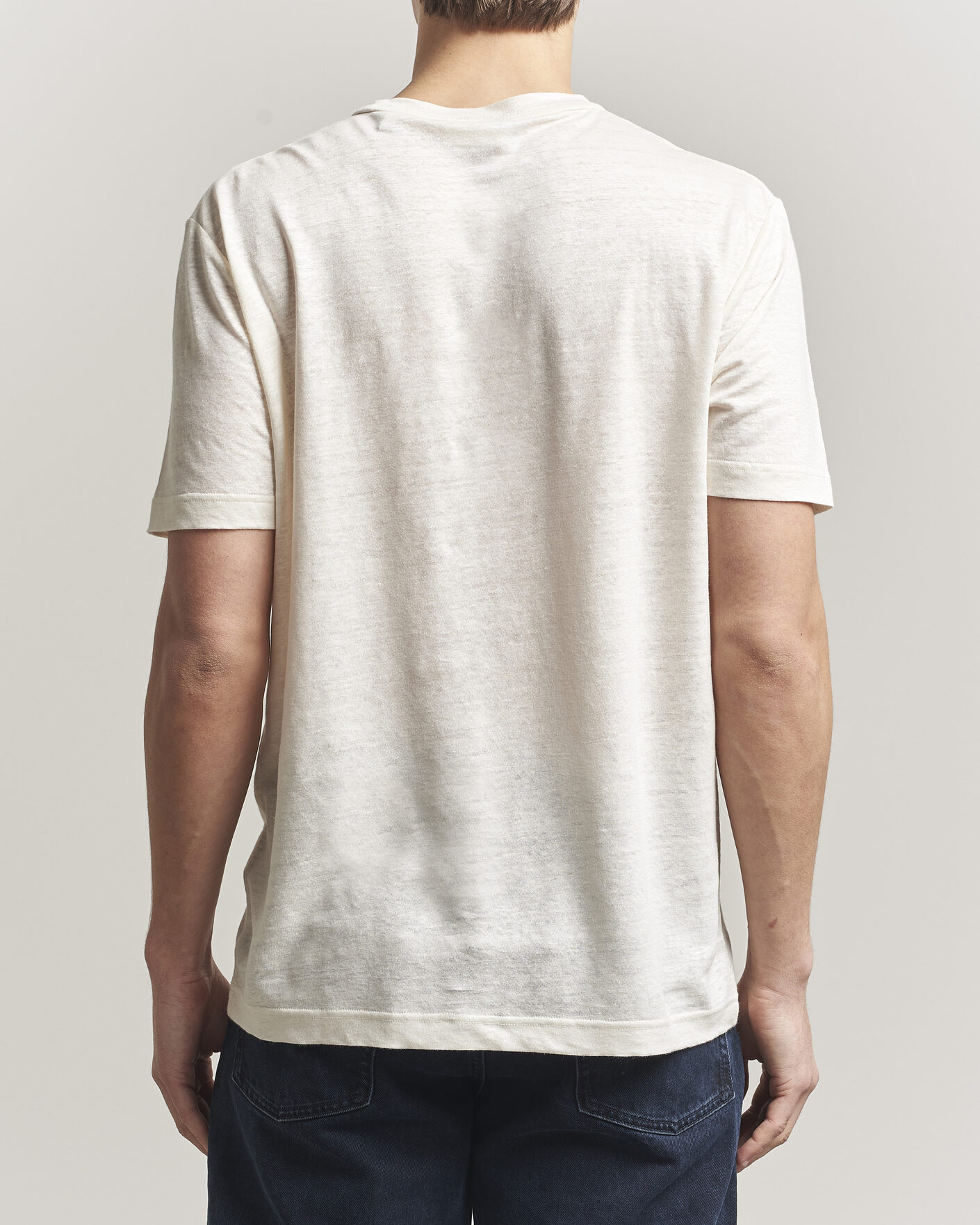 Men | T-Shirts | GANT | Linen T-Shirt Creamed White