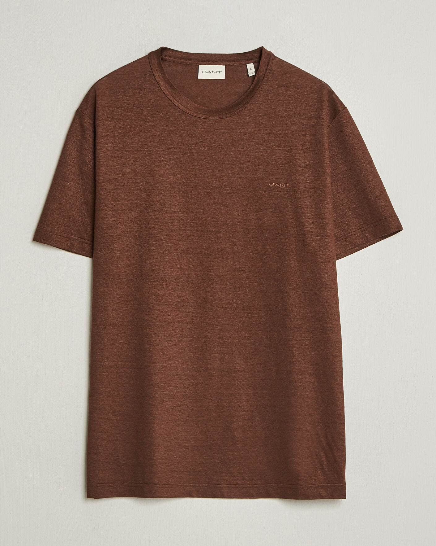 Men | T-Shirts | Gant | Linen T-Shirt Mahogany Brown