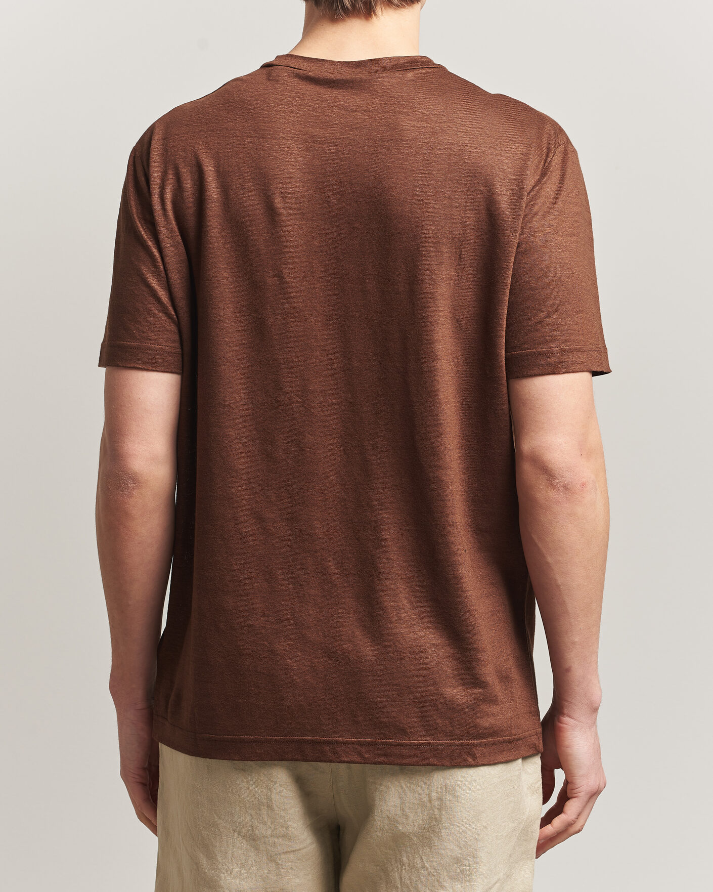 Men | T-Shirts | GANT | Linen T-Shirt Mahogany Brown