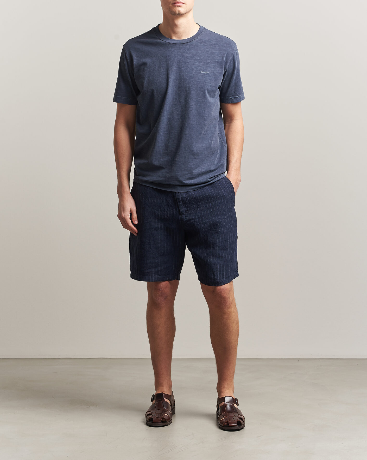 Men | T-Shirts | Gant | Washed Slub T-Shirt Evening Blue