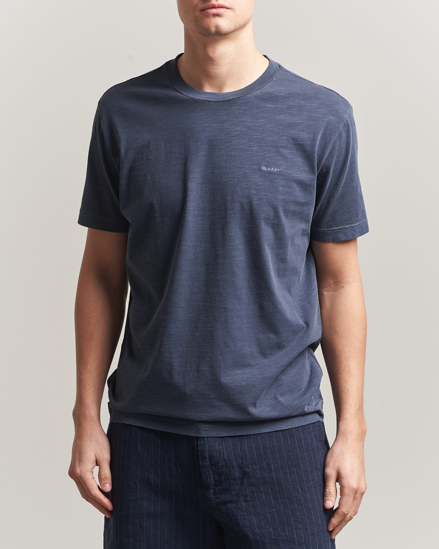 Men | T-Shirts | Gant | Washed Slub T-Shirt Evening Blue