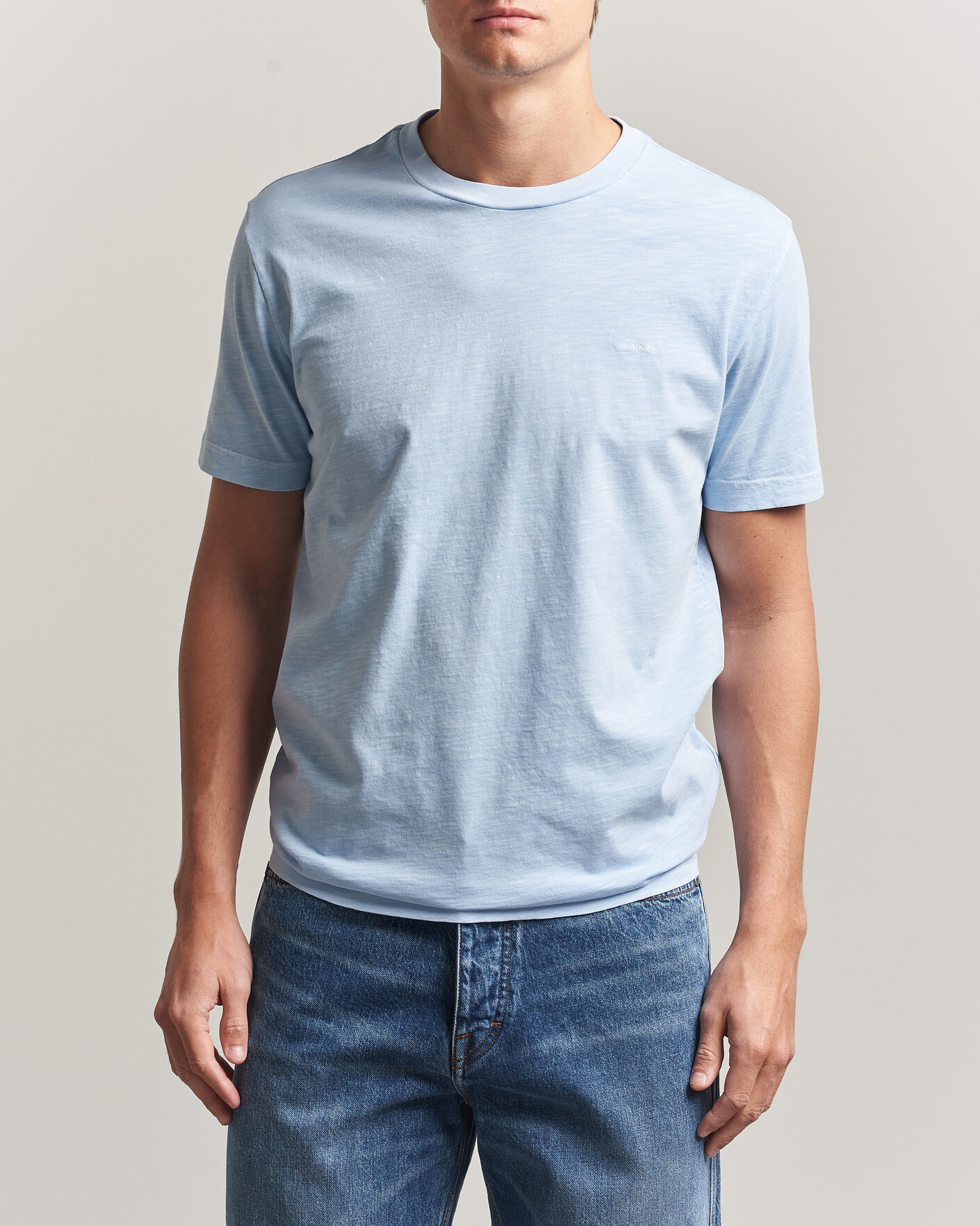Men | T-Shirts | Gant | Washed Slub T-Shirt Fresh Blue