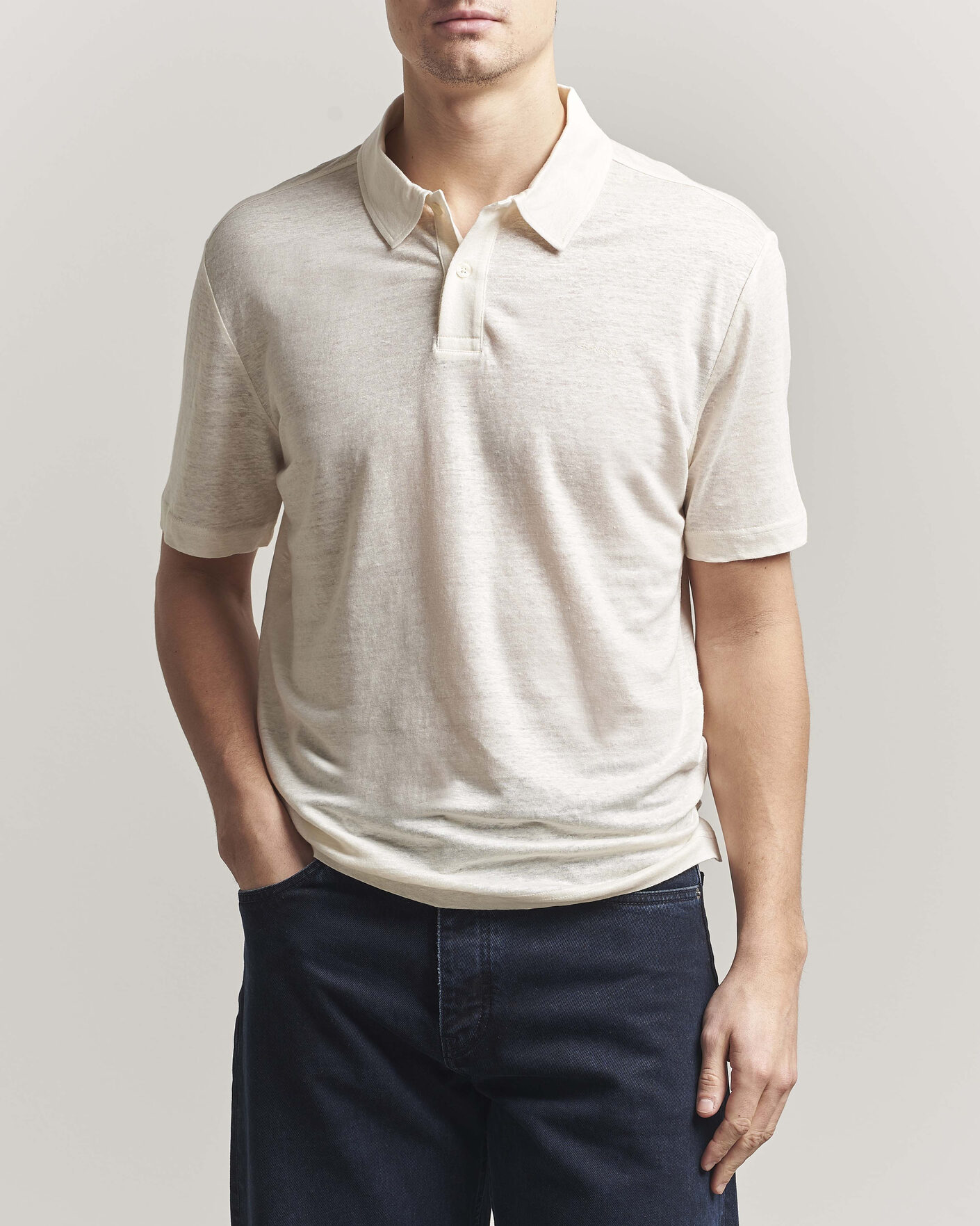 Men | Polo Shirts | GANT | Linen Polo Creamed White