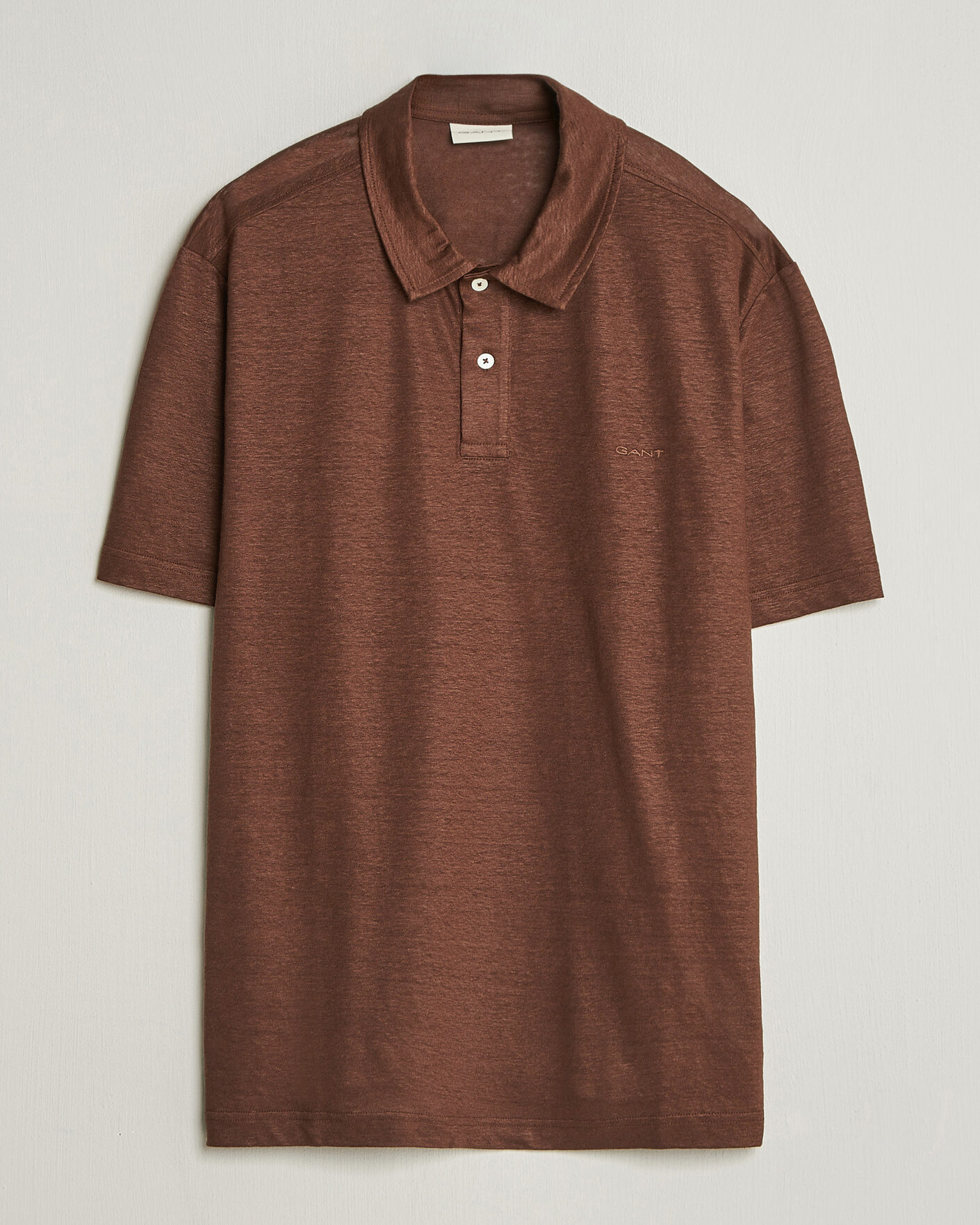 Men | Polo Shirts | Gant | Linen Polo Mahogany Brown