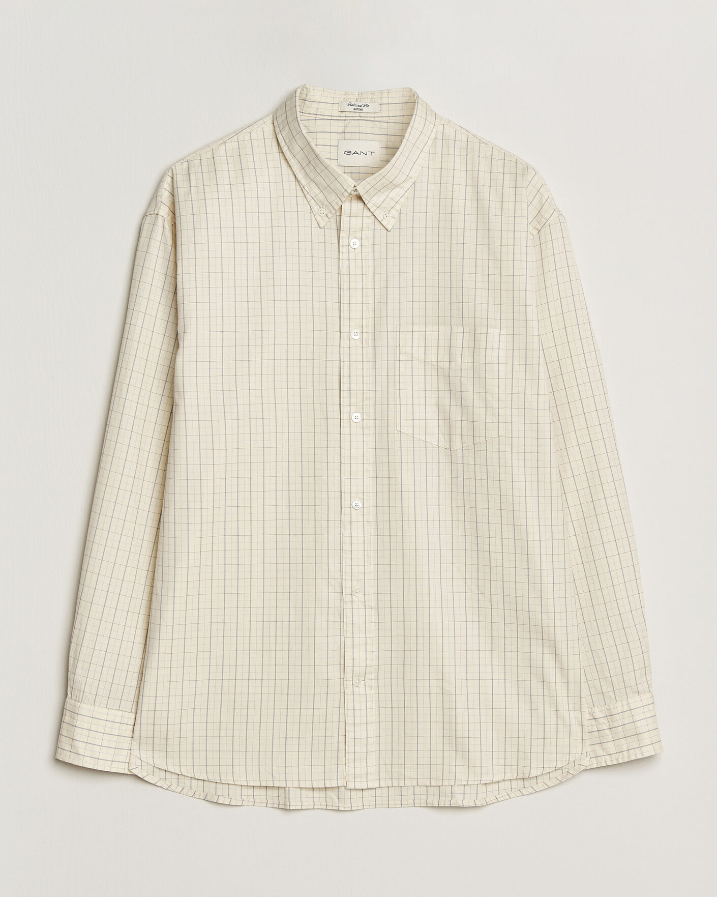 Men | Shirts | GANT | Relaxed Fit Dreamy Oxford Checked Shirt Creamed White