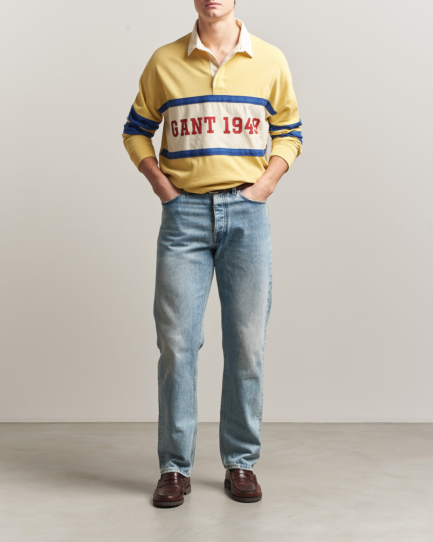 Men | Sweaters & Knitwear | GANT | Heavy Rugger Light Mustard Yellow