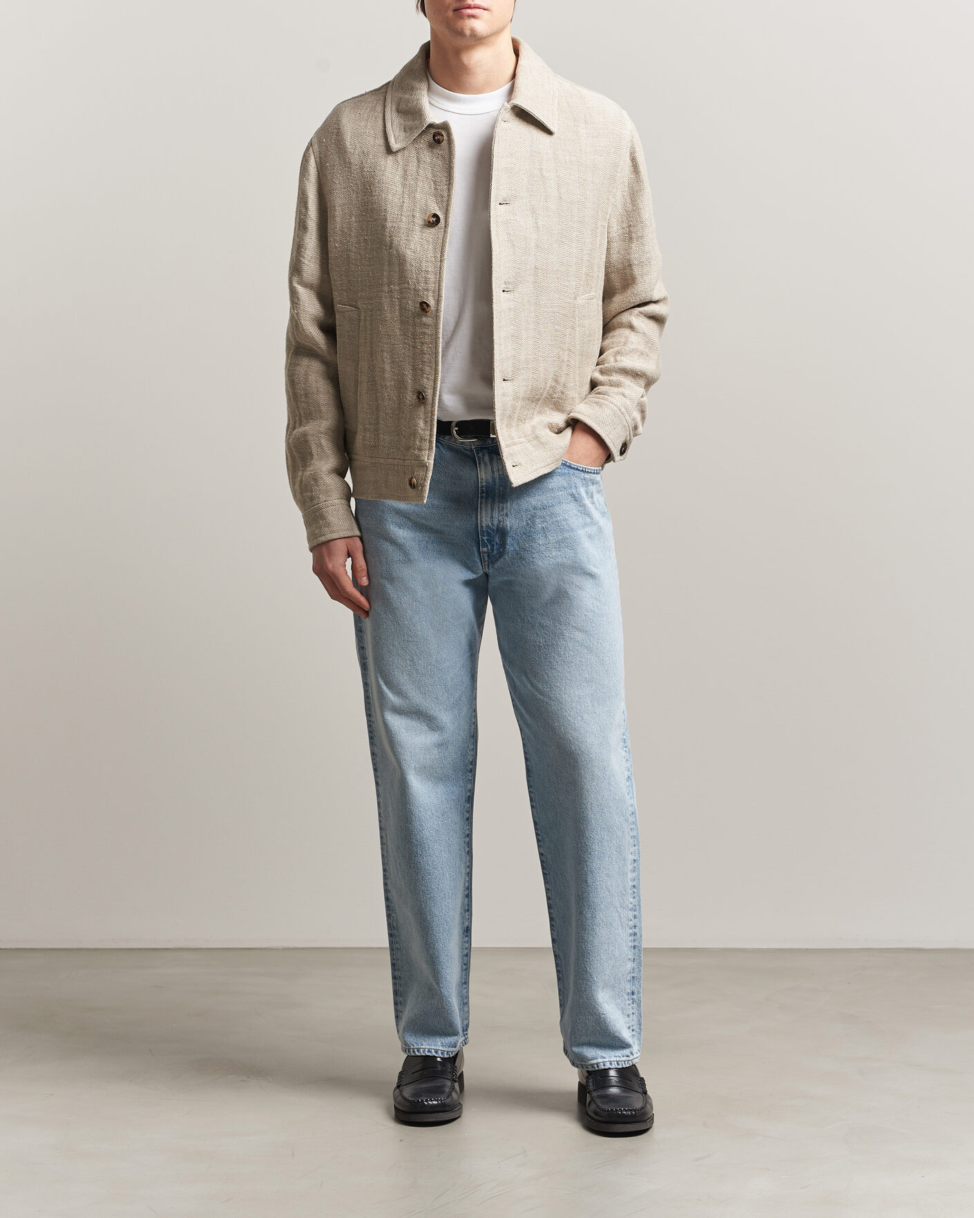 Men | Coats & Jackets | Gant | Washed Linen Jacket Light Taupe