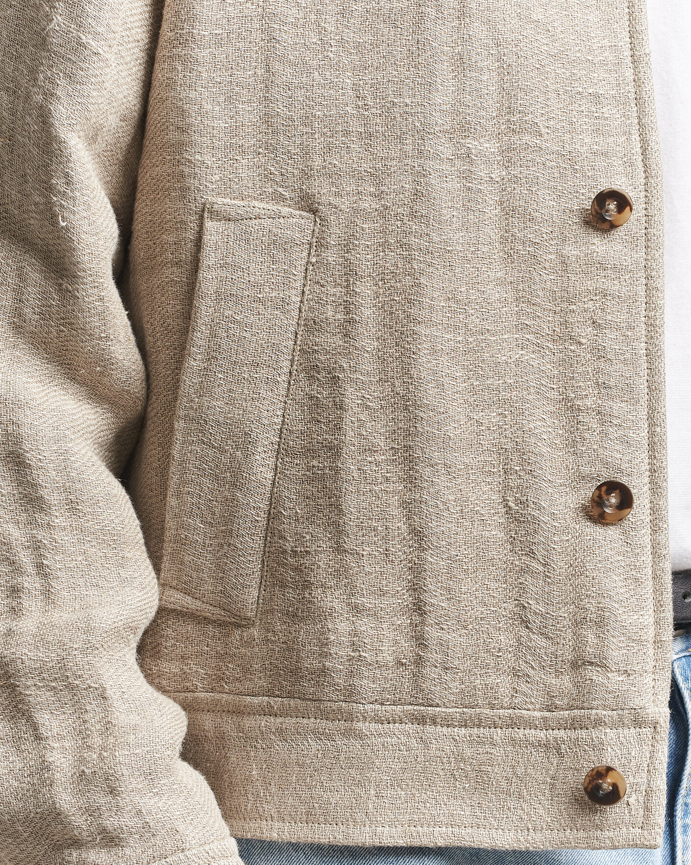 Men | Coats & Jackets | Gant | Washed Linen Jacket Light Taupe