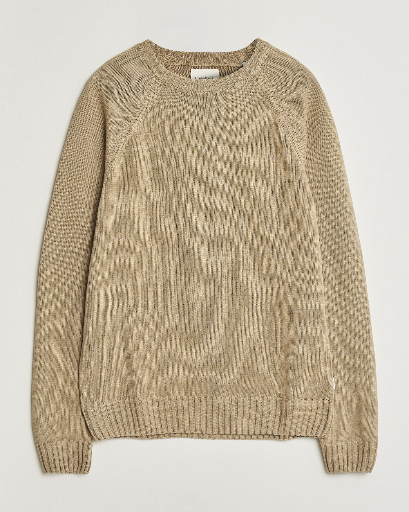 Men | Sweaters & Knitwear | GANT | Linen/Cotton Crew Neck Sweater Dark Khaki