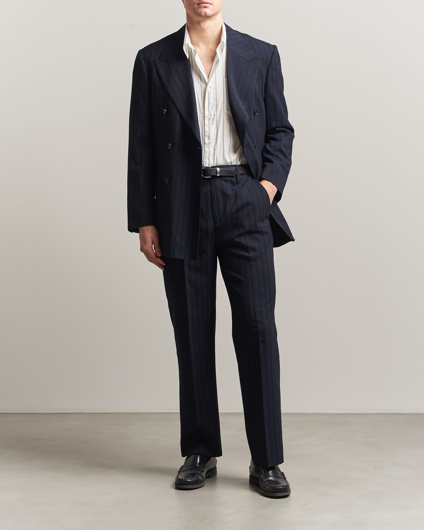 Men | Trousers | GANT | Tonal Pinstriped Suit Pants Evening Blue