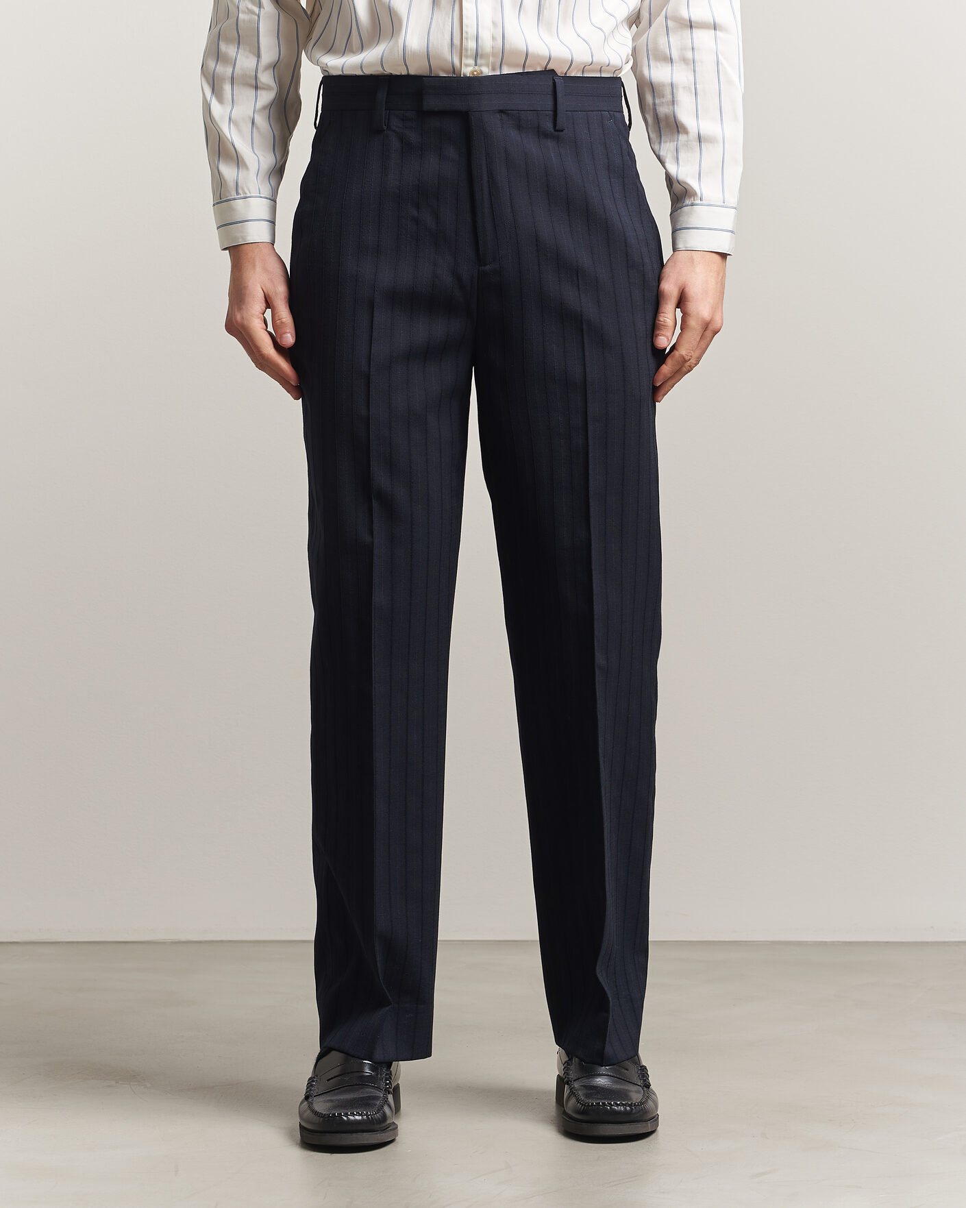 Men | Trousers | Gant | Tonal Pinstriped Suit Pants Evening Blue