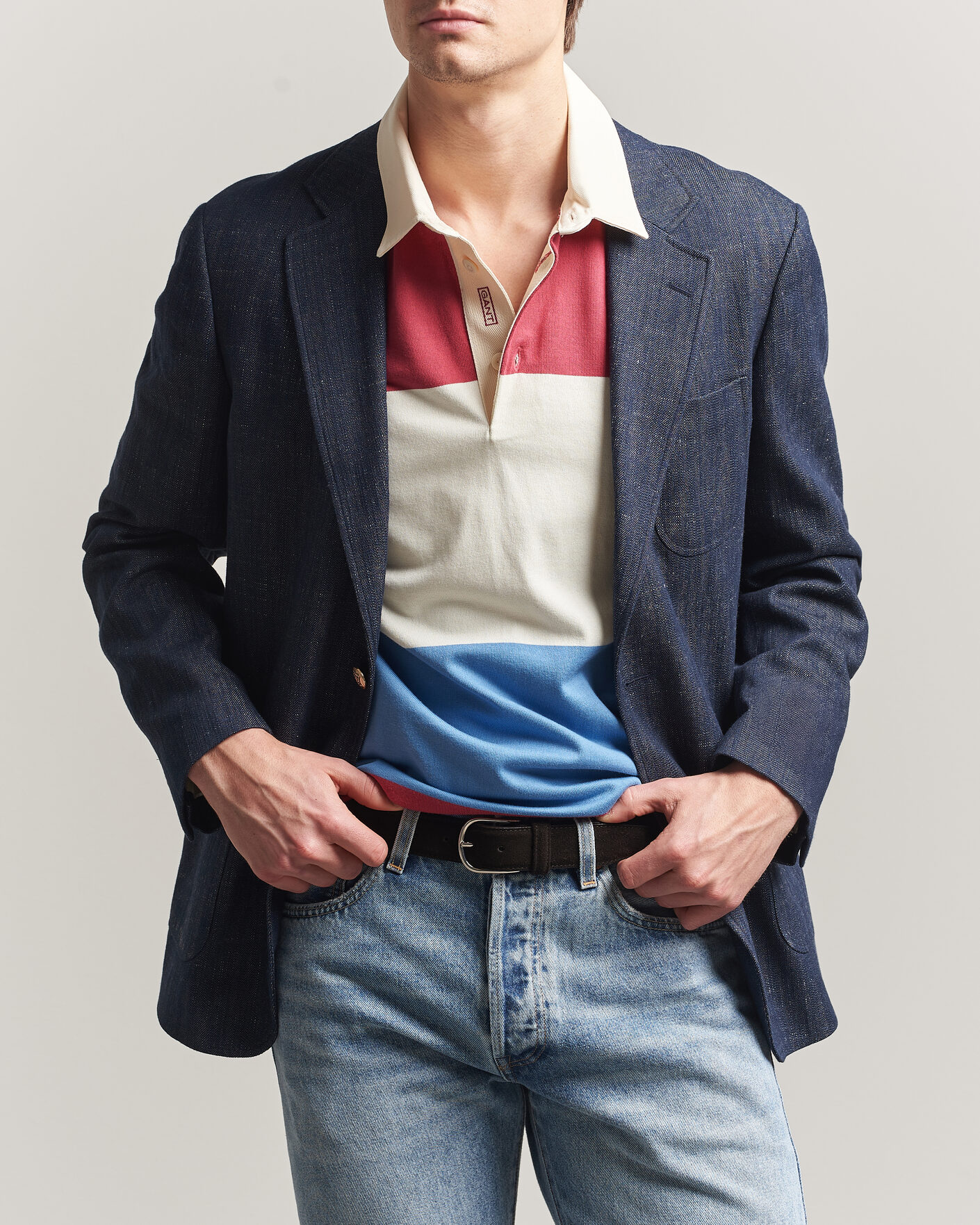 Men | Blazers | Gant | Cotton Indigo Club Blazer Dark Blue Raw