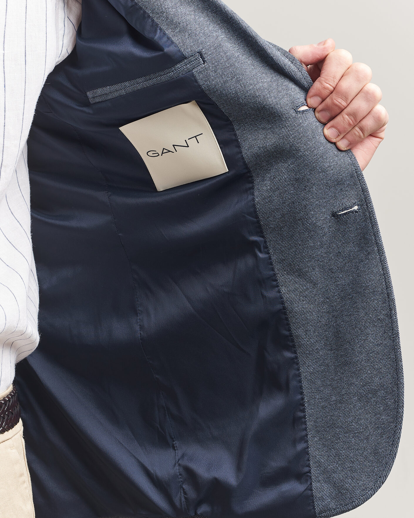 Men | Blazers | Gant | Two Tone Jersey Pique Blazer Salty Sea