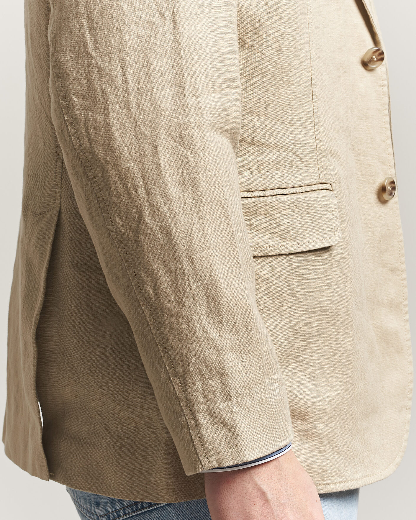 Men | Blazers | GANT | Garment Dyed Linen Blazer Oat Beige