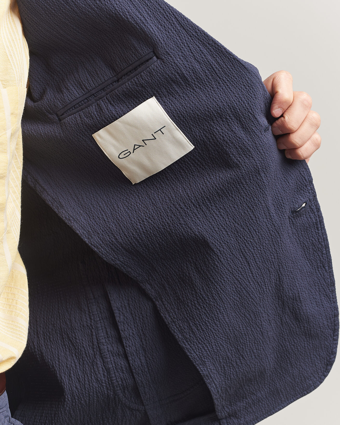 Men | Blazers | Gant | Garment Dyed Seersucker Blazer Evening Blue