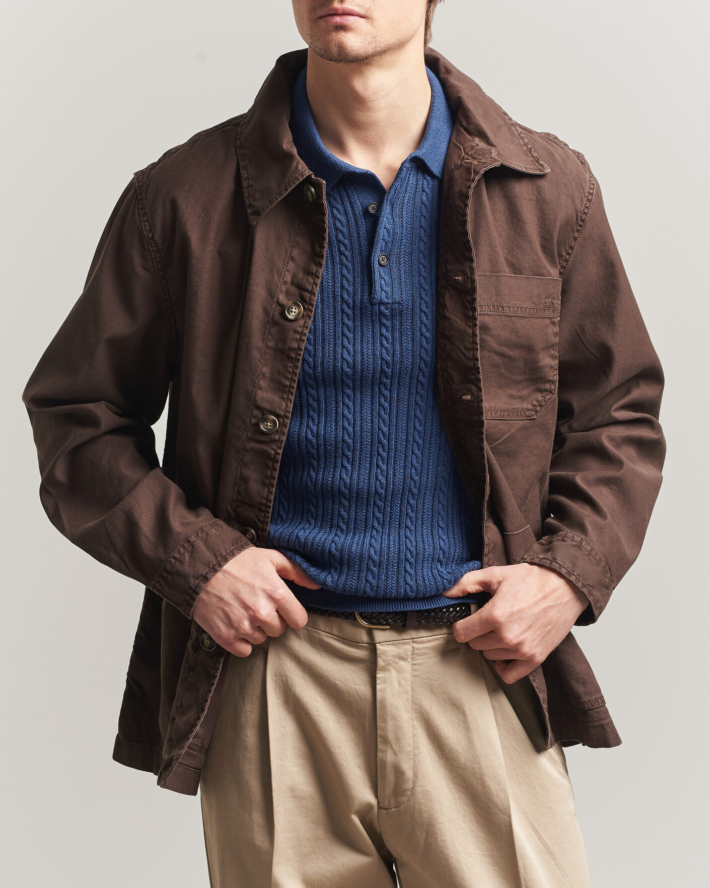 Men | Shirts | GANT | Regular Fit Cotton/Linen Overshirt Rich Brown