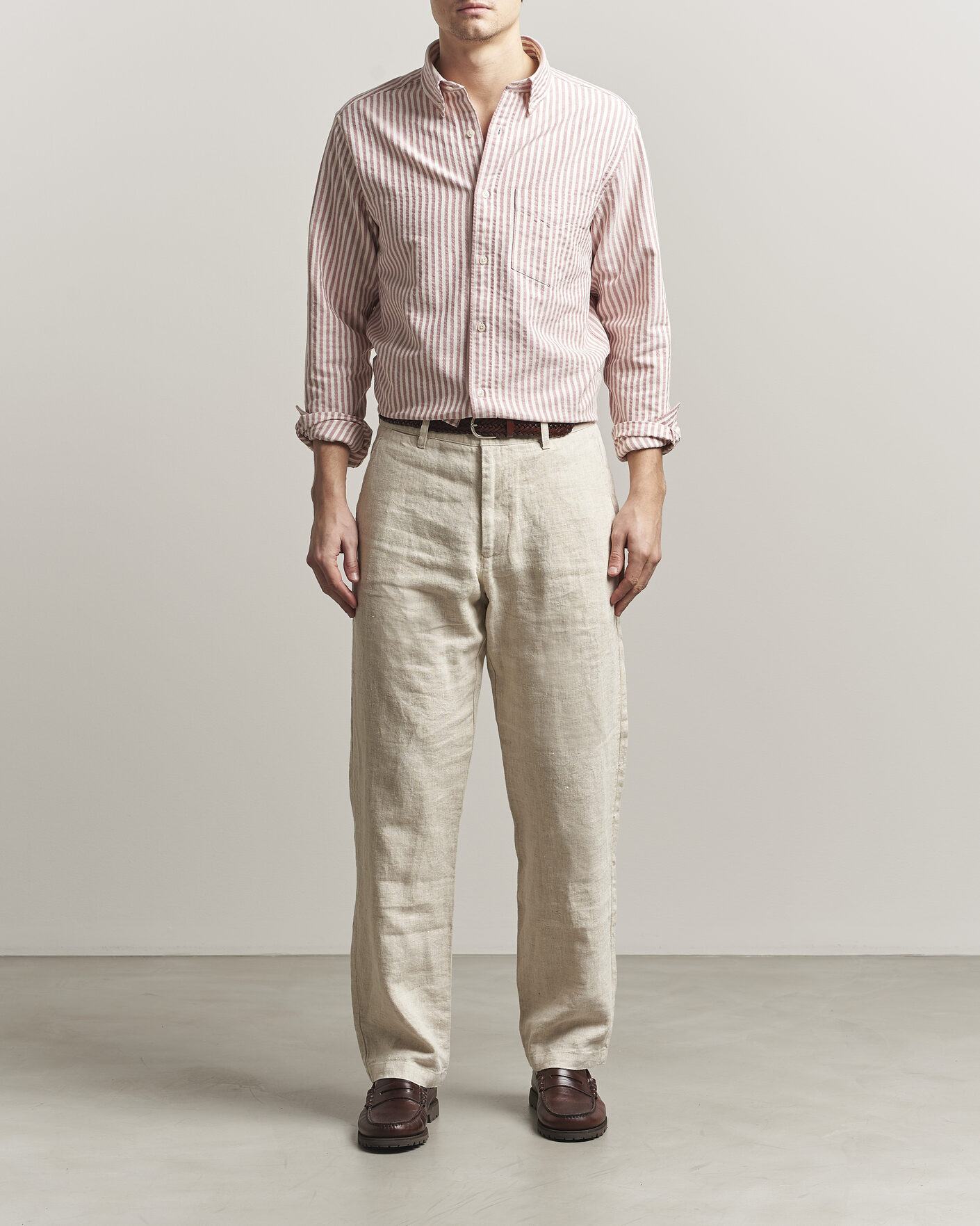 Men | Shirts | Gant | Regular Fit Textured Striped Shirt Rose Red