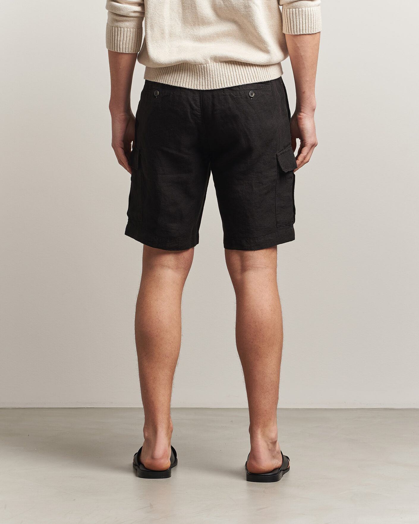 Men | Shorts | Gant | Regular Fit Linen Cargo Shorts Ebony Black