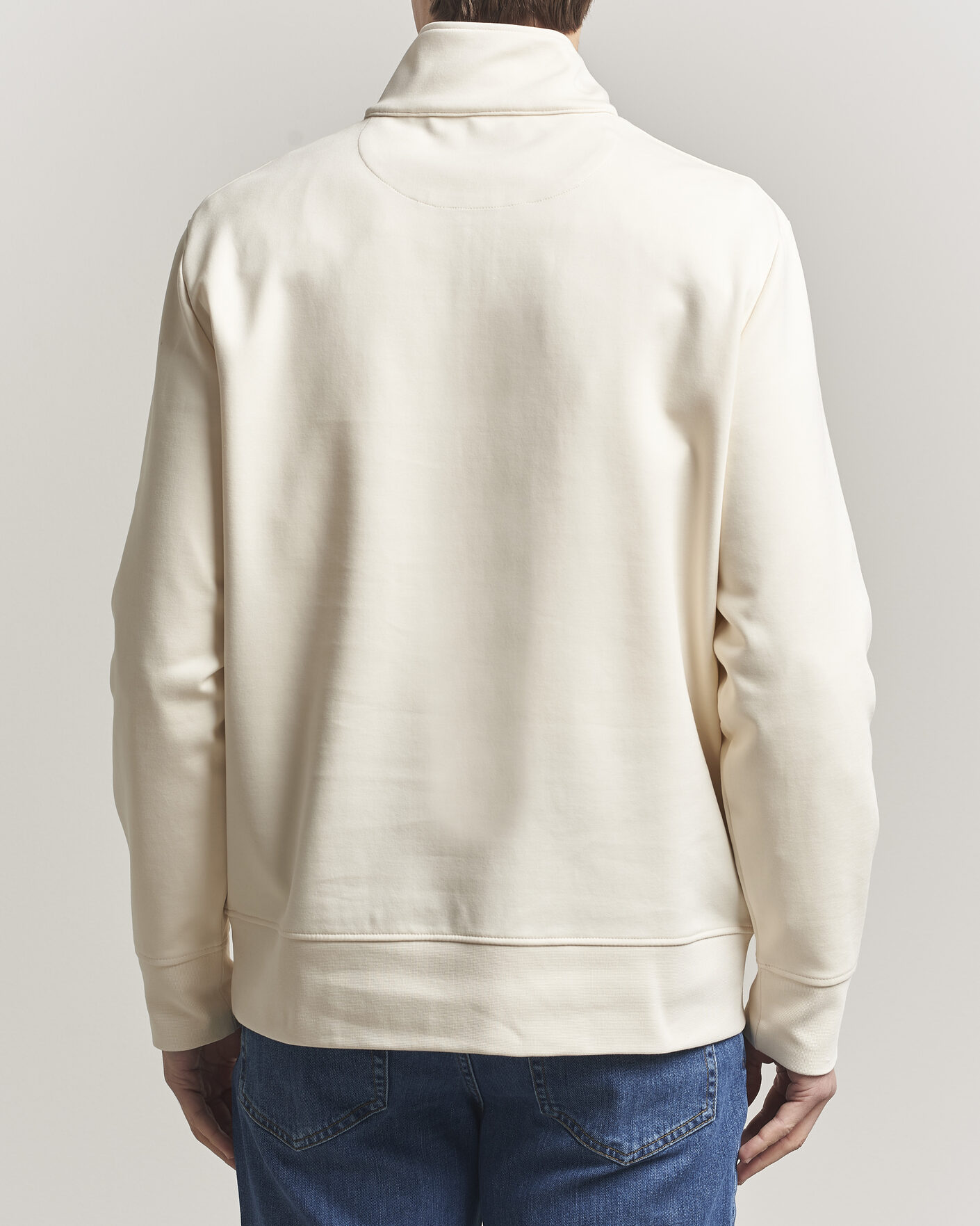 Men | Sweaters & Knitwear | GANT | Interlock Half Zip Creamed White