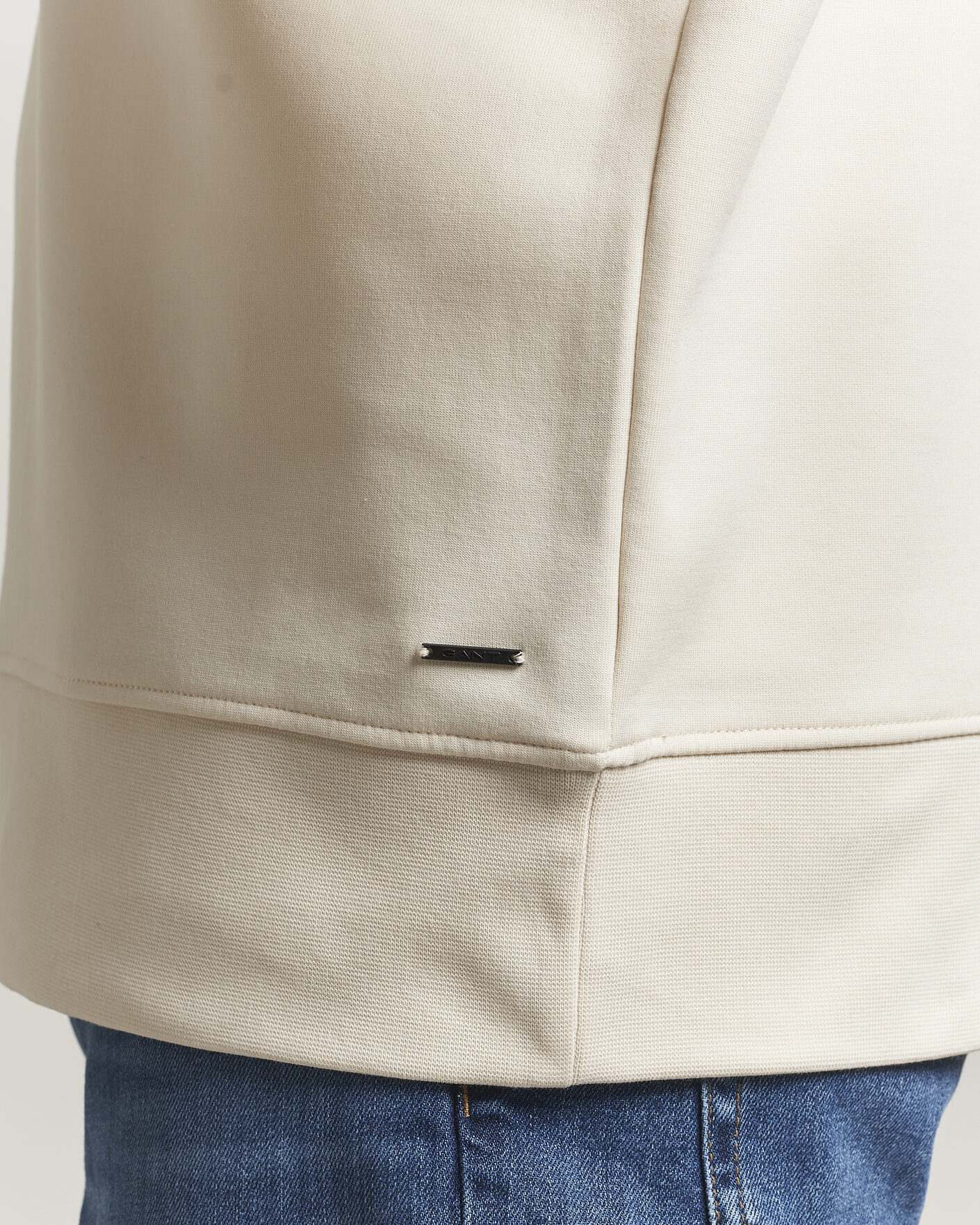 Men | Sweaters & Knitwear | GANT | Interlock Half Zip Creamed White