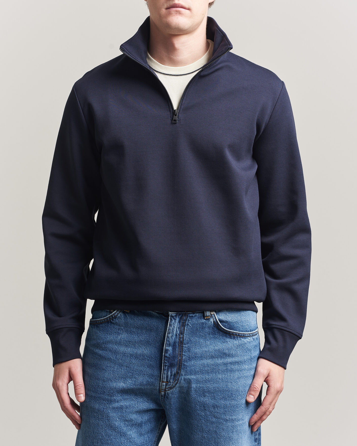 Men | Sweaters & Knitwear | Gant | Interlock Half Zip Evening Blue