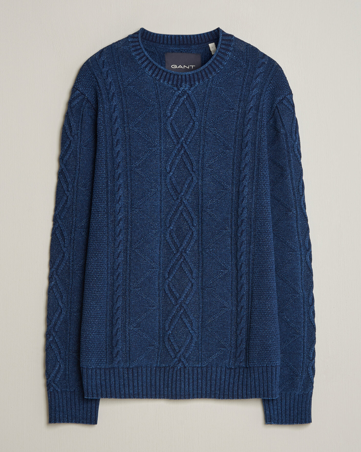 Men | Sweaters & Knitwear | Gant | Indigo Aran Knitted Sweater Rich Navy