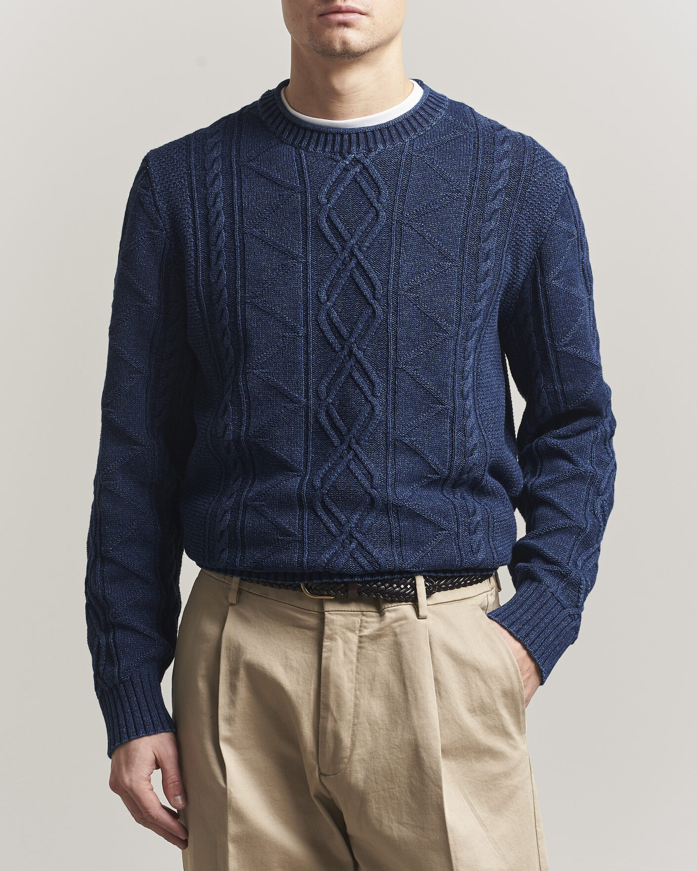 Men | Sweaters & Knitwear | Gant | Indigo Aran Knitted Sweater Rich Navy