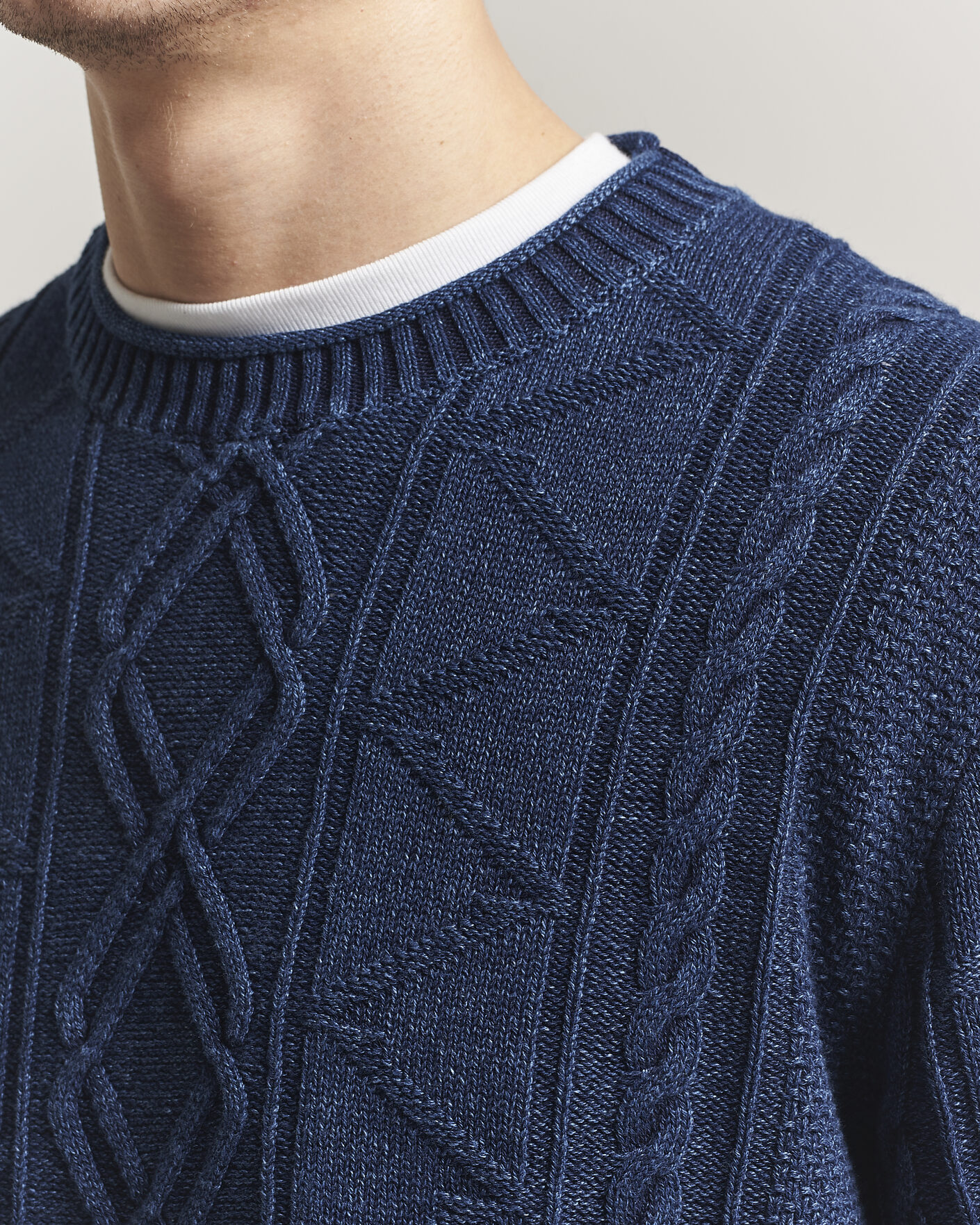 Men | Sweaters & Knitwear | Gant | Indigo Aran Knitted Sweater Rich Navy