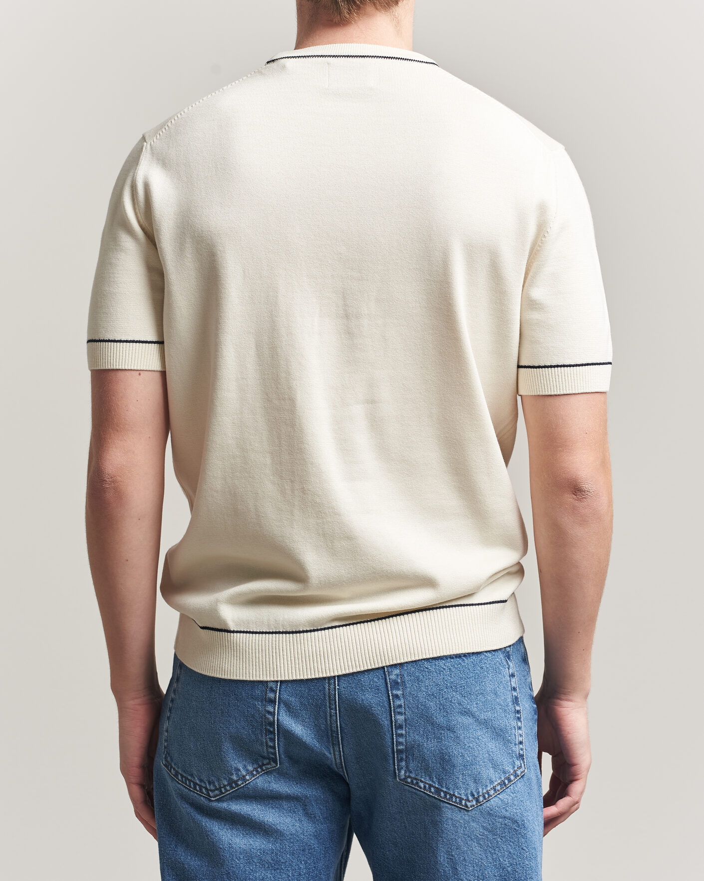 Men | T-Shirts | GANT | Cotton/Model Knitted T-Shirt Cream