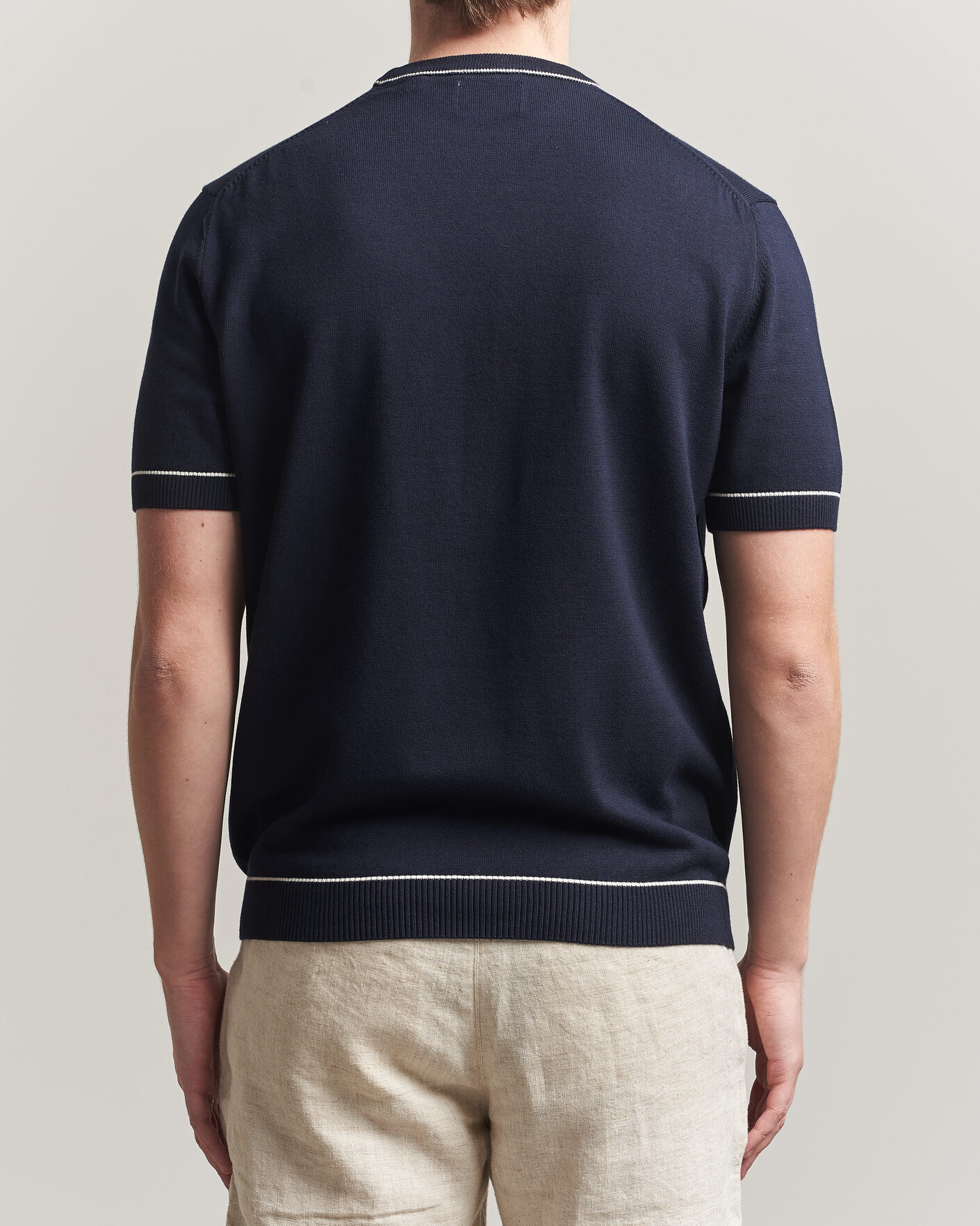 Men | T-Shirts | Gant | Cotton/Model Knitted T-Shirt Evening Blue