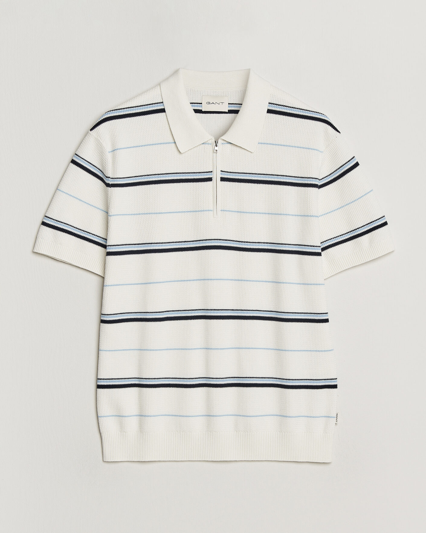 Men | Polo Shirts | Gant | Striped Knitted Polo Eggshell