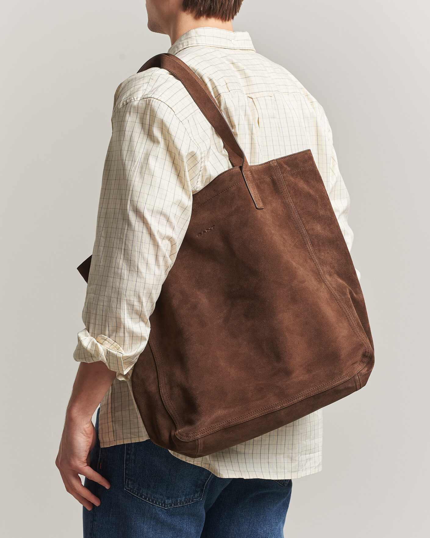 Men | Bags | Gant | Suede Tote Bag Mahogany Brown