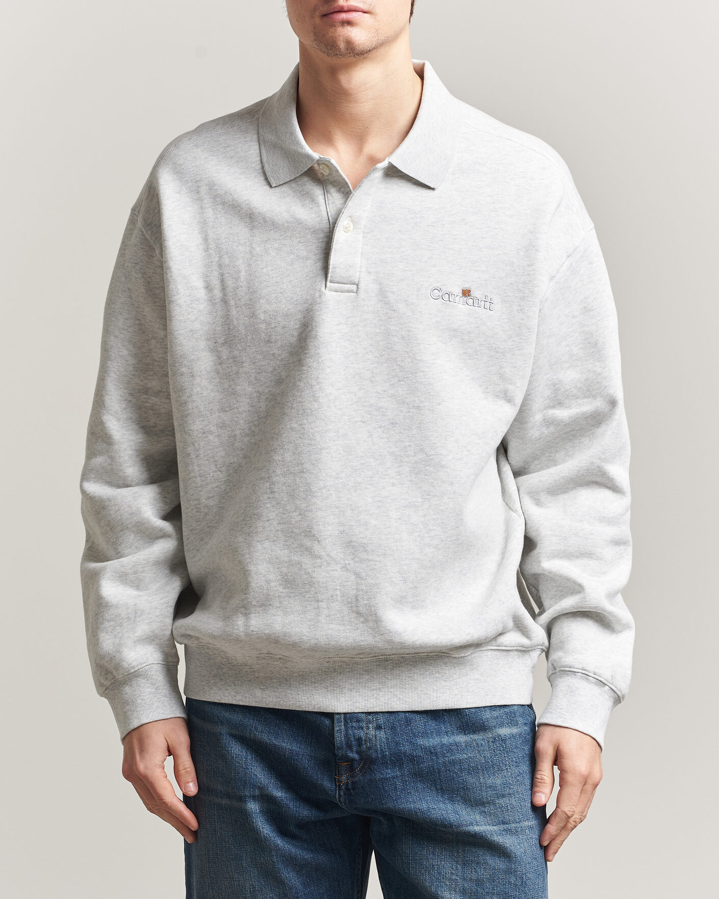 Men | Sweaters & Knitwear | Carhartt WIP | WIP Label Polo Sweatshirt Ash Heather