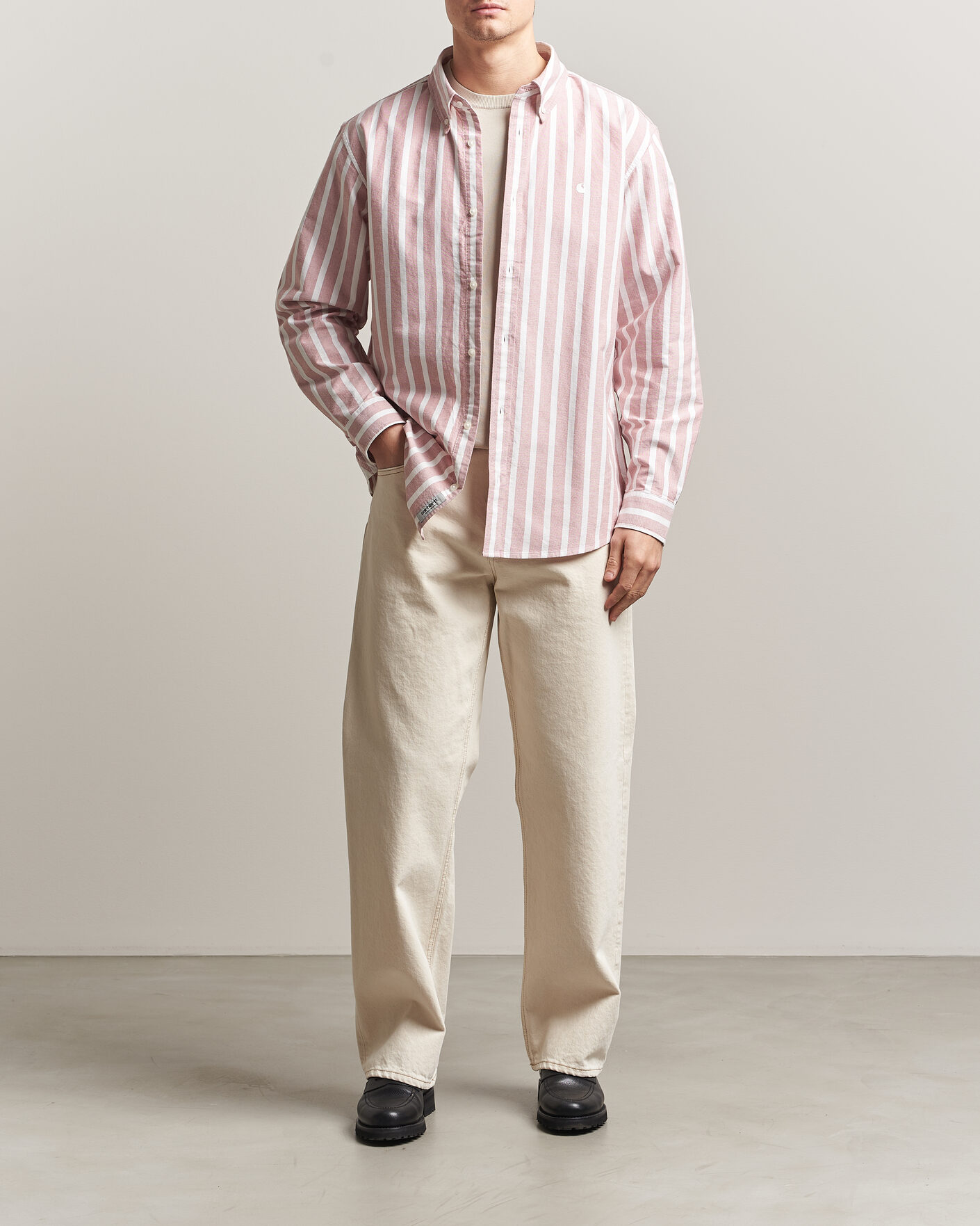Men | Shirts | Carhartt WIP | Deven Striped Oxford Shirt Oxide Red