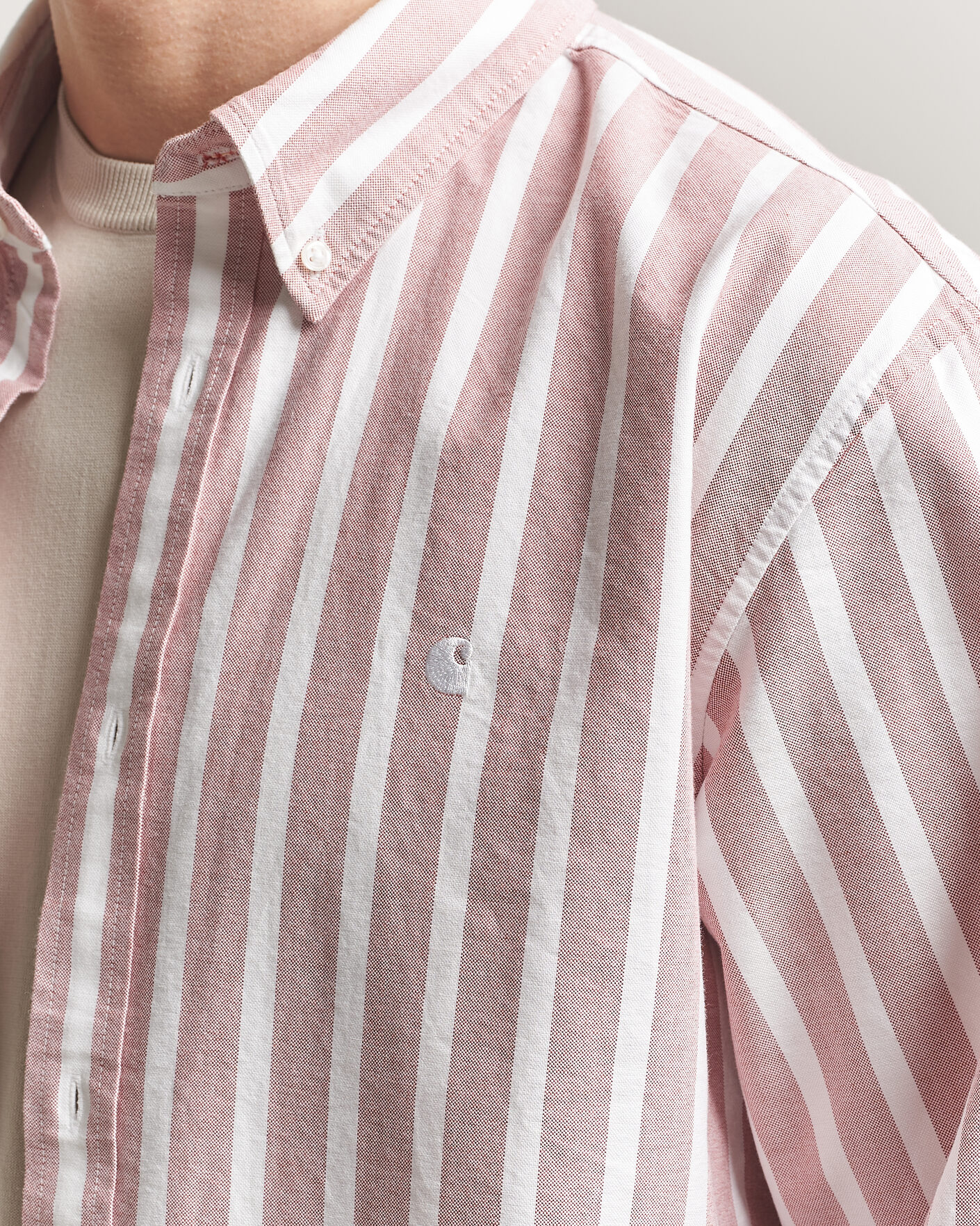 Men | Shirts | Carhartt WIP | Deven Striped Oxford Shirt Oxide Red