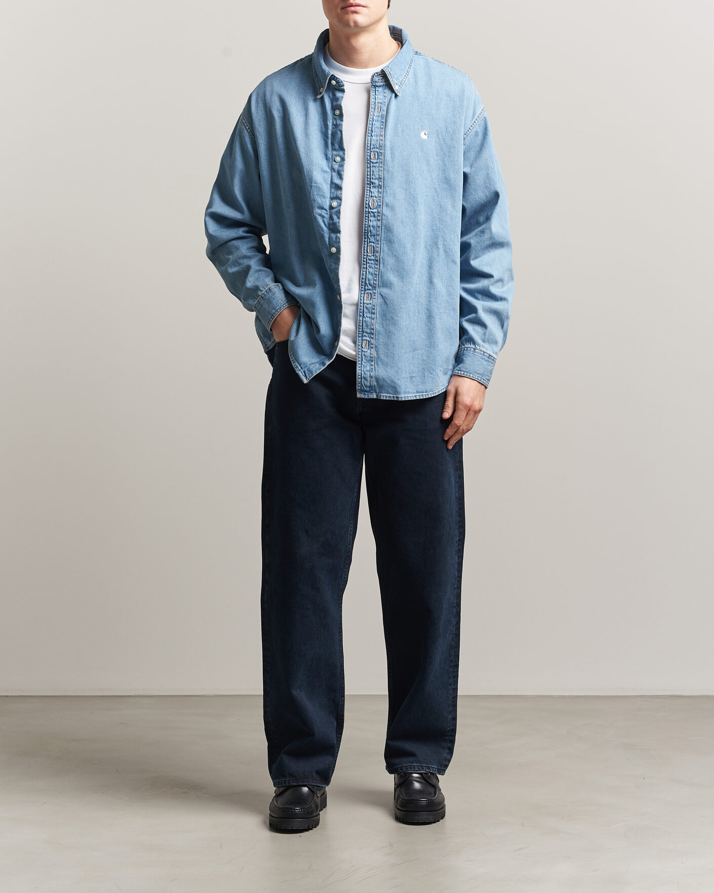 Men | Shirts | Carhartt WIP | Lucas Denim Shirt Blue Bleached