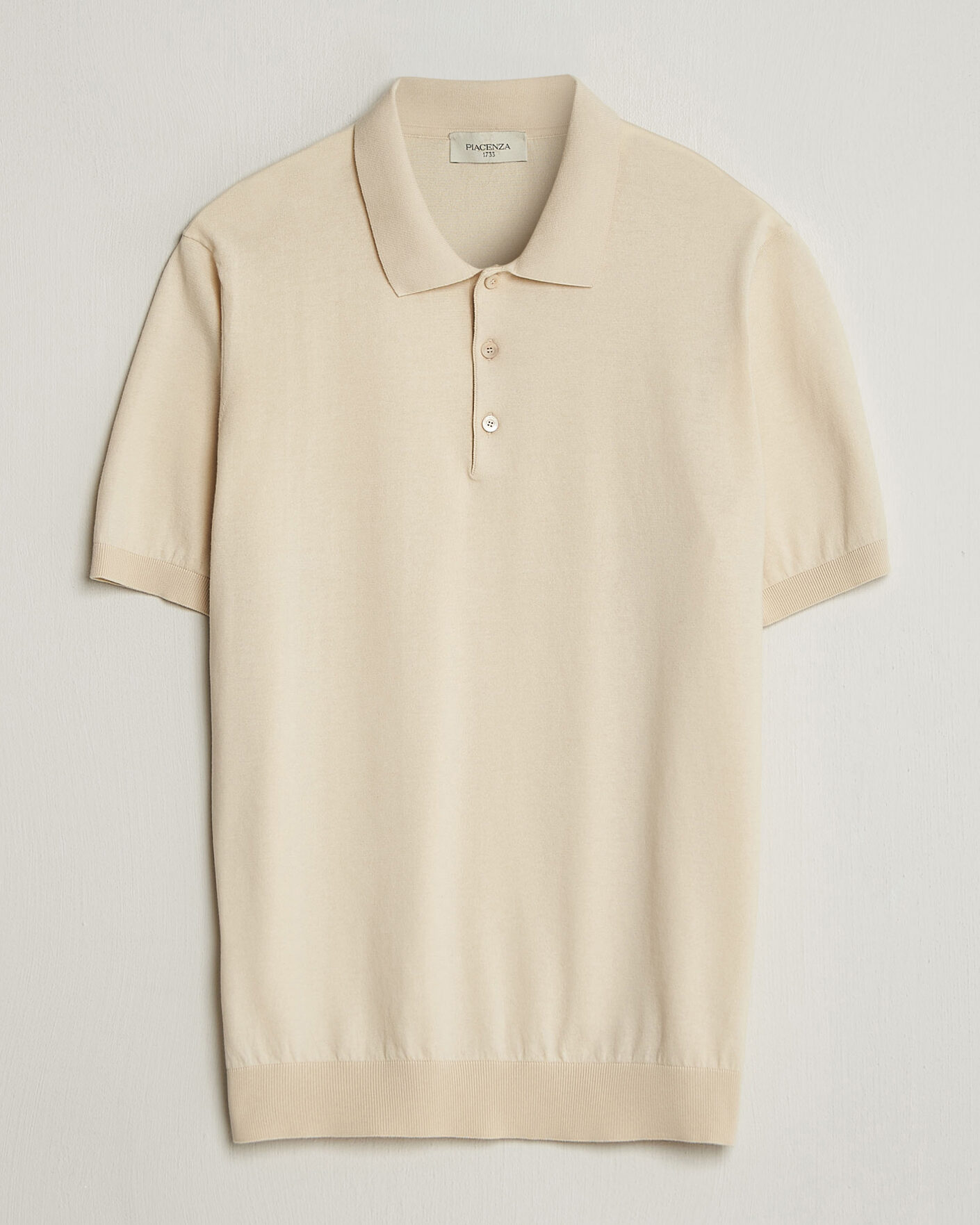 Men | Polo Shirts | Piacenza Cashmere | Short Sleeve Knitted Polo Off White