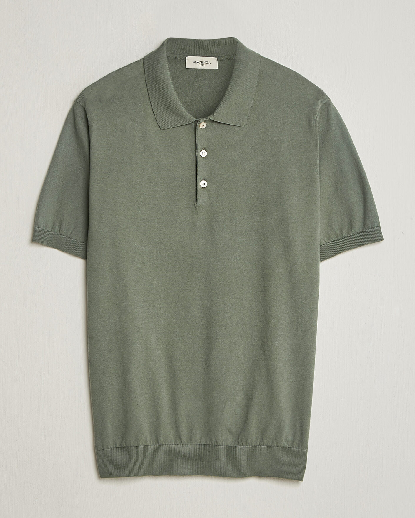 Men | Polo Shirts | Piacenza Cashmere | Short Sleeve Knitted Polo Sage