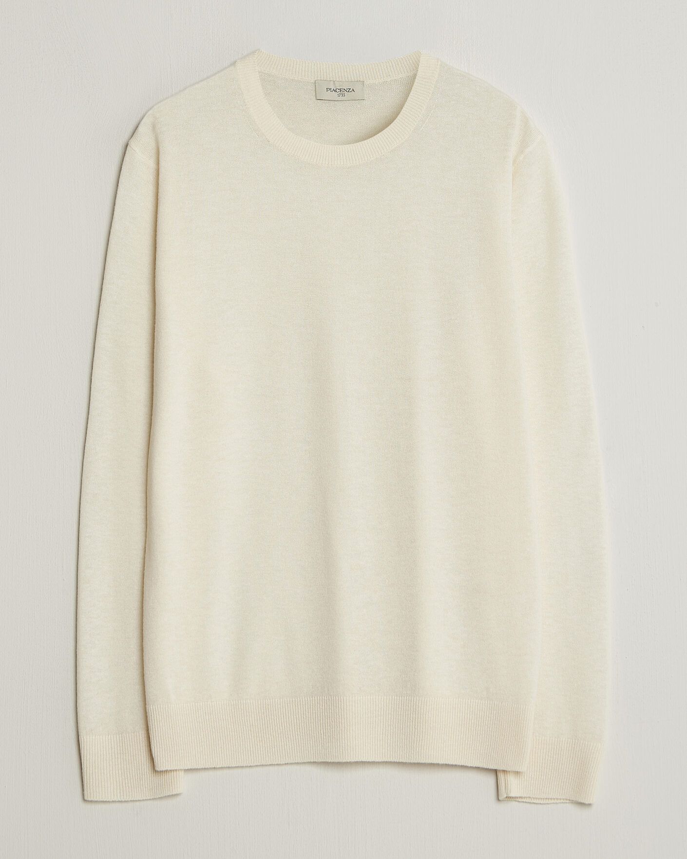 Men | Sweaters & Knitwear | Piacenza Cashmere | Soft Silk/Cashmere Crew Neck Off White