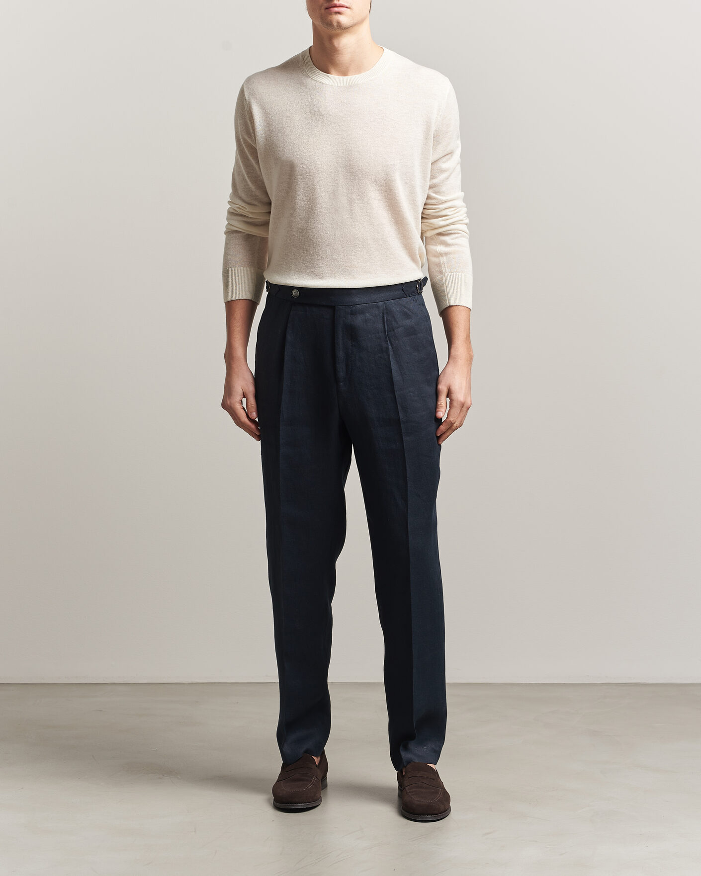 Men | Sweaters & Knitwear | Piacenza Cashmere | Soft Silk/Cashmere Crew Neck Off White