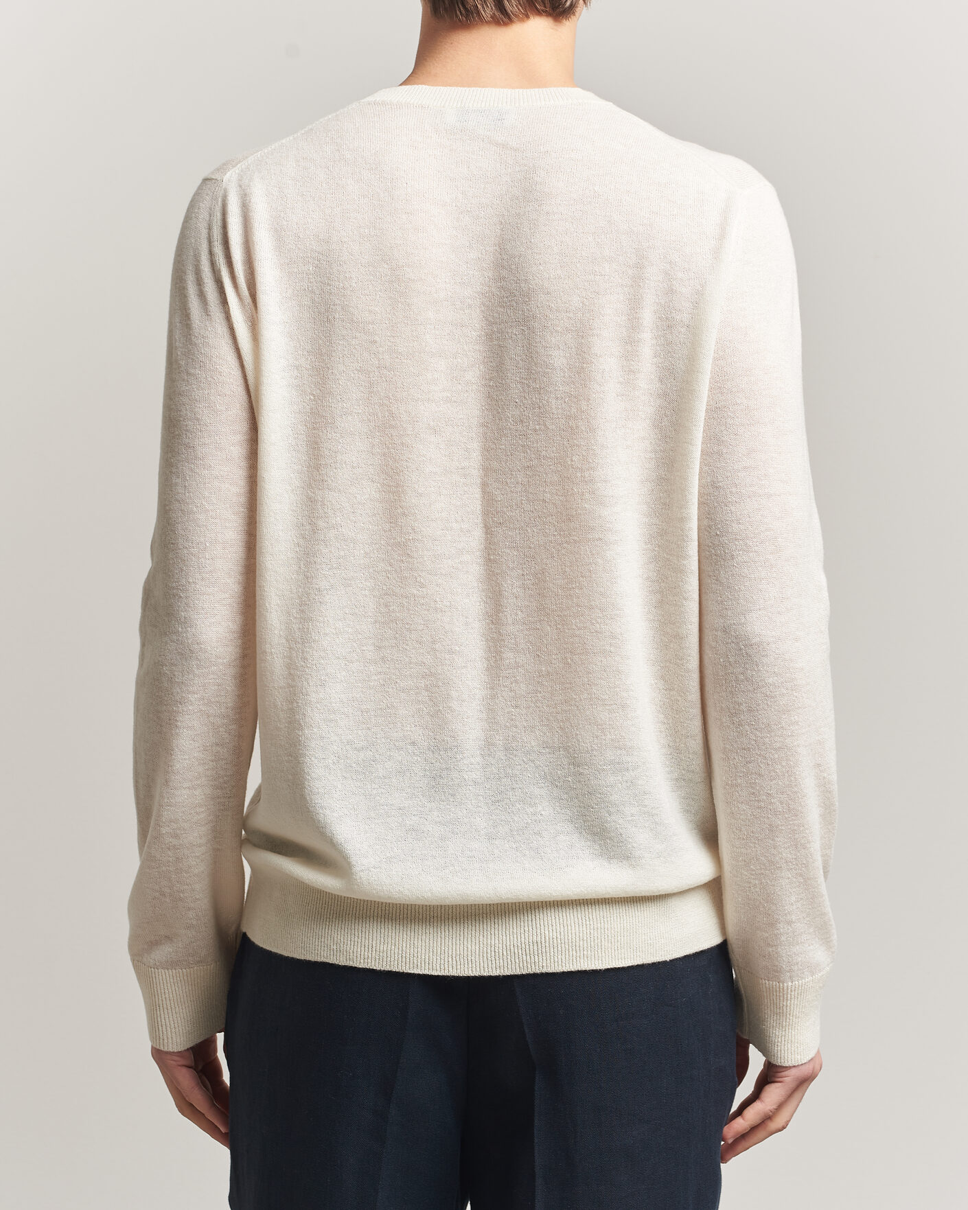 Men | Sweaters & Knitwear | Piacenza Cashmere | Soft Silk/Cashmere Crew Neck Off White